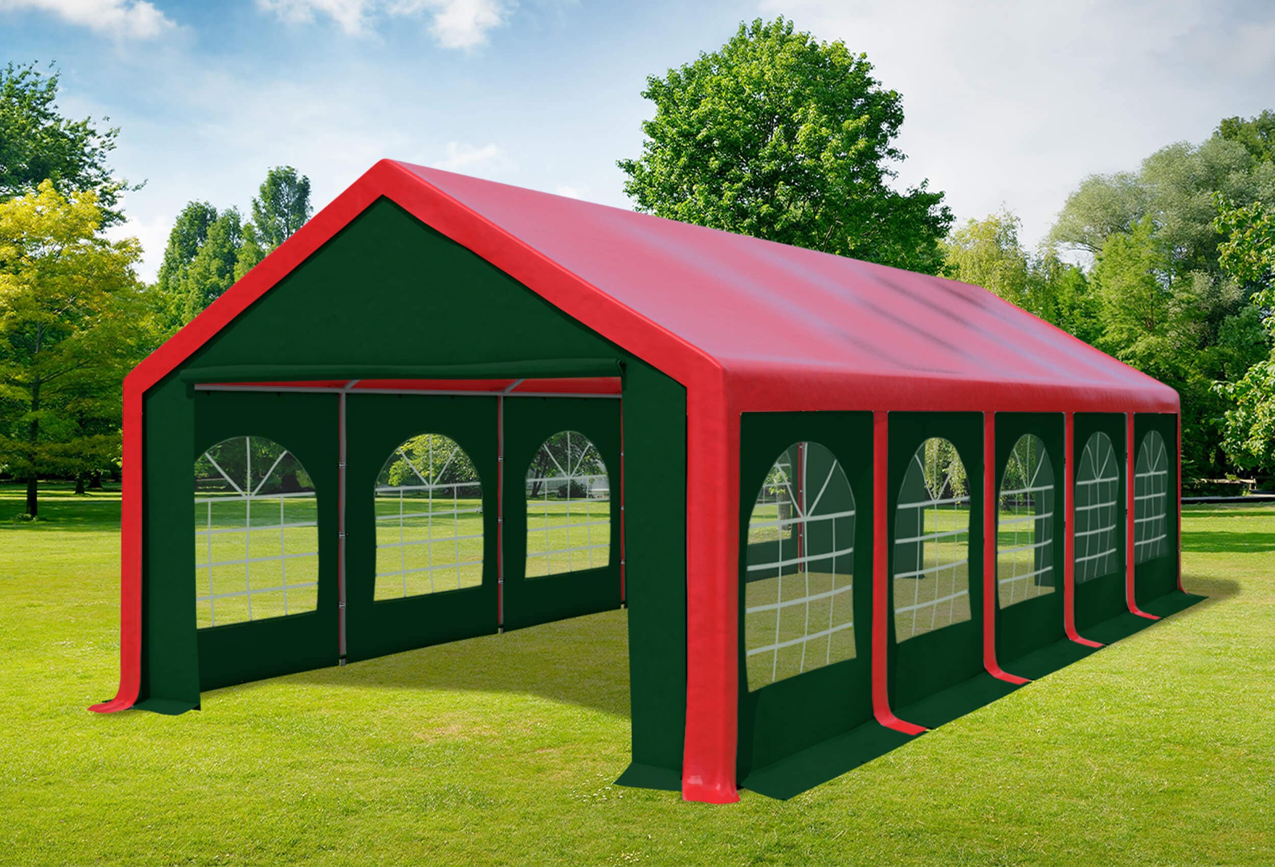4x10 m Partyzelt, PVC rot grün