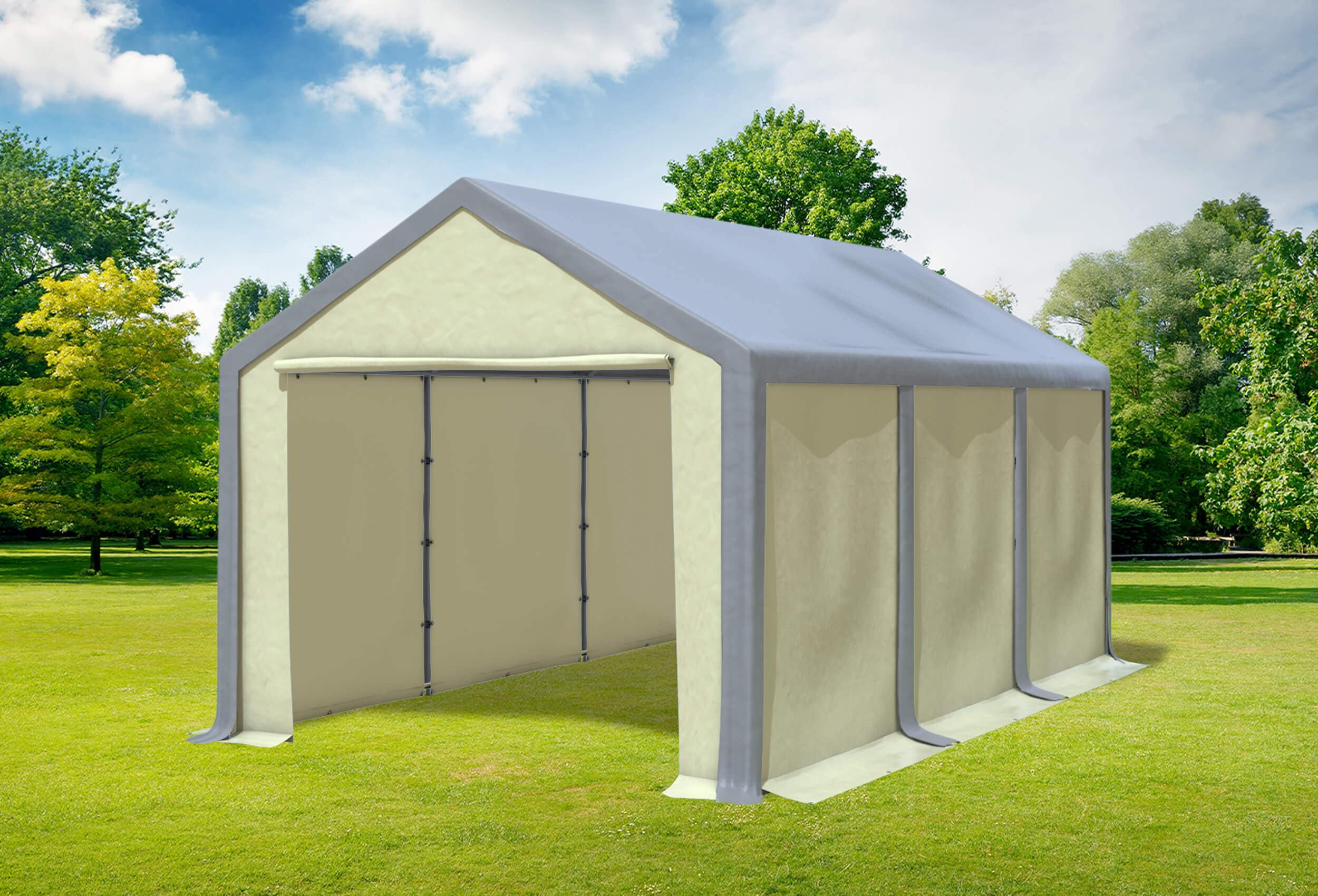 3x6 m Partyzelt, PVC grau Beige