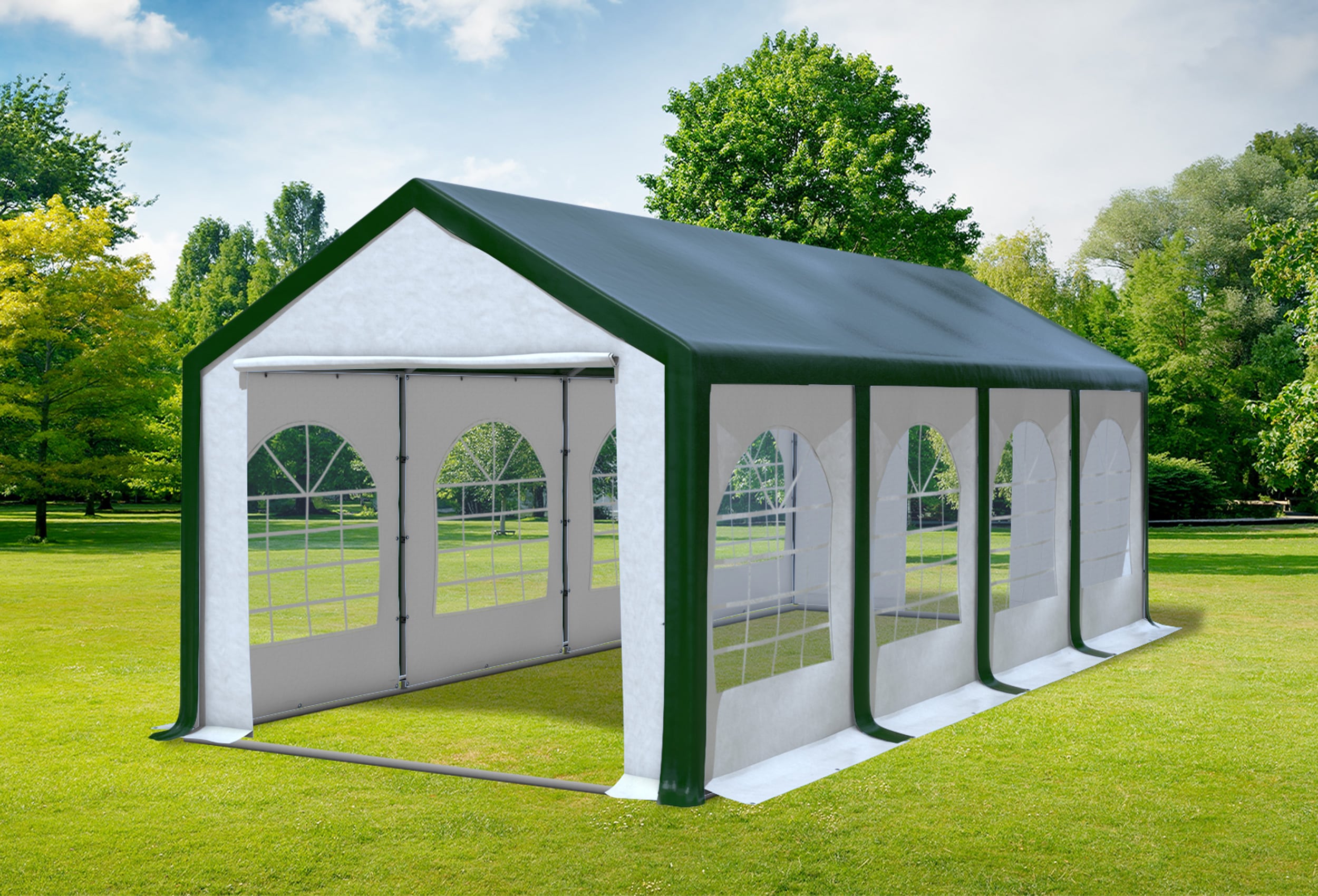 3x8 m Partyzelt, PVC grün weiß