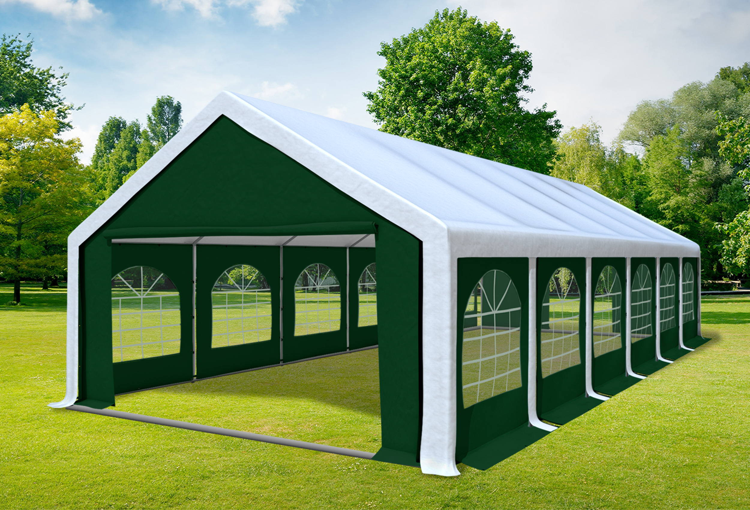5x12 m Partyzelt, PVC weiß grün