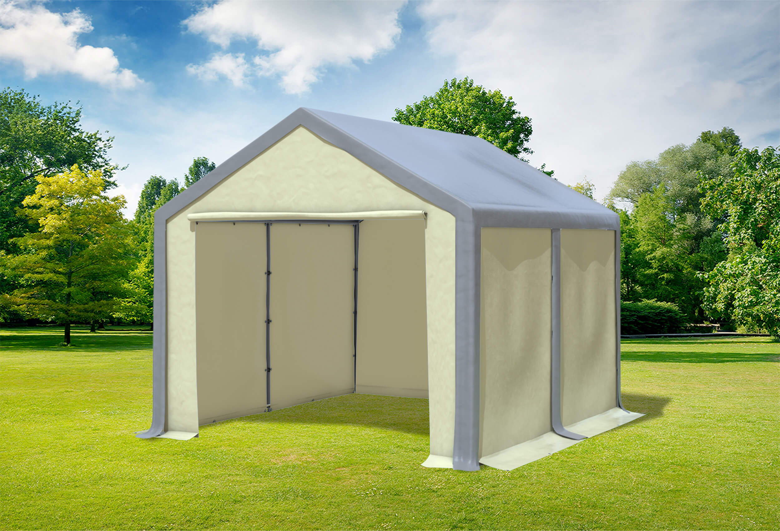 3x4 m Partyzelt, PVC grau Beige