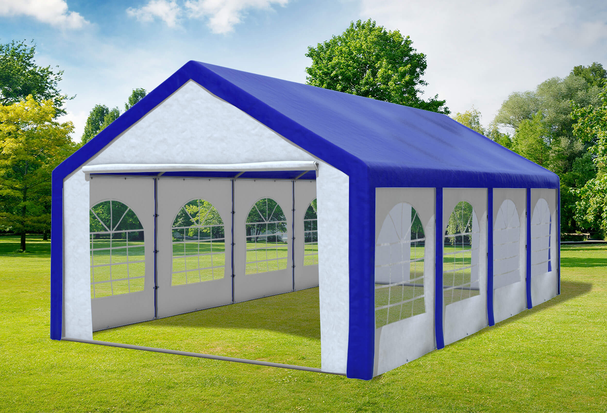4x8 m Partyzelt, PE blau weiß
