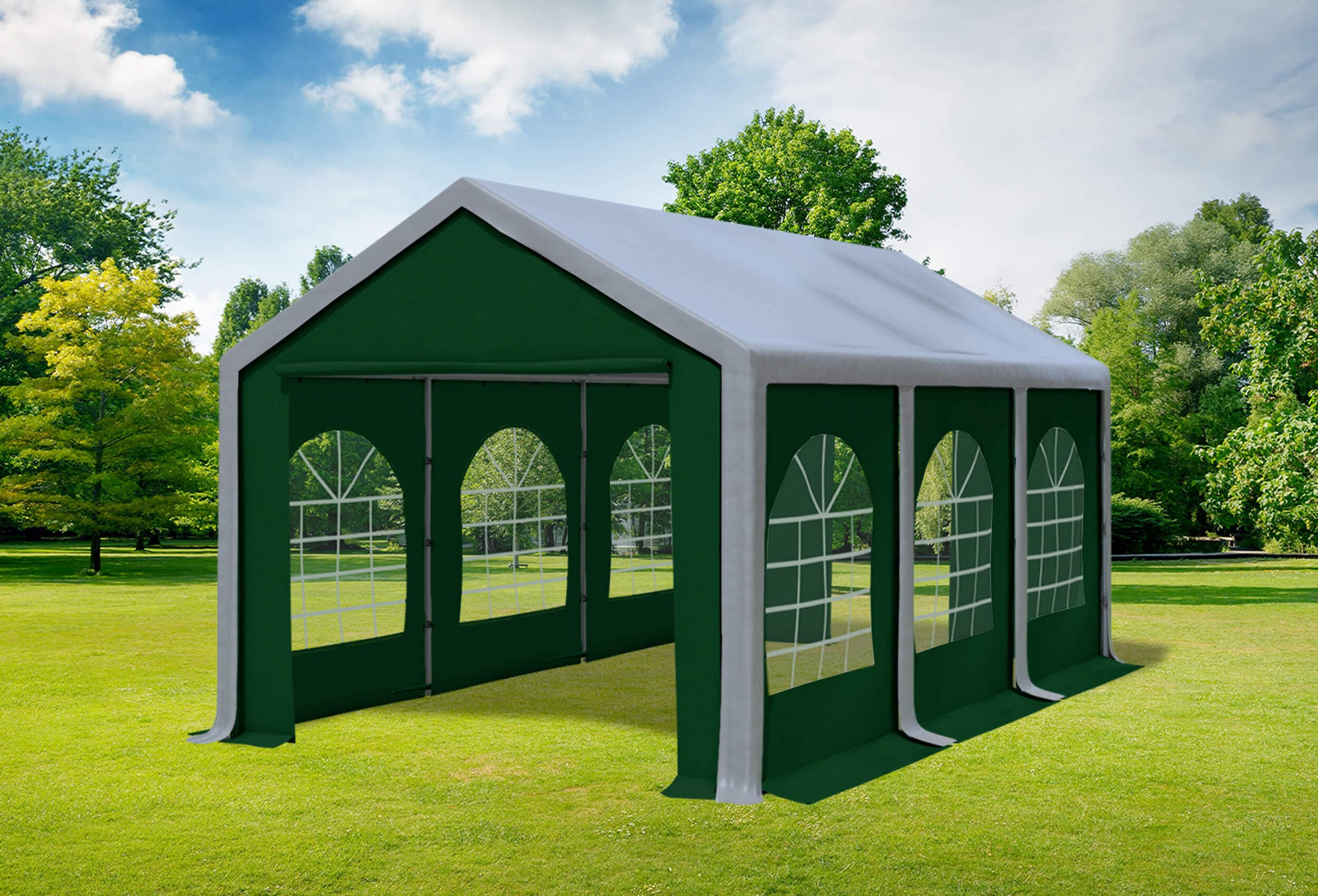 3x6 m Partyzelt, PVC grau grün