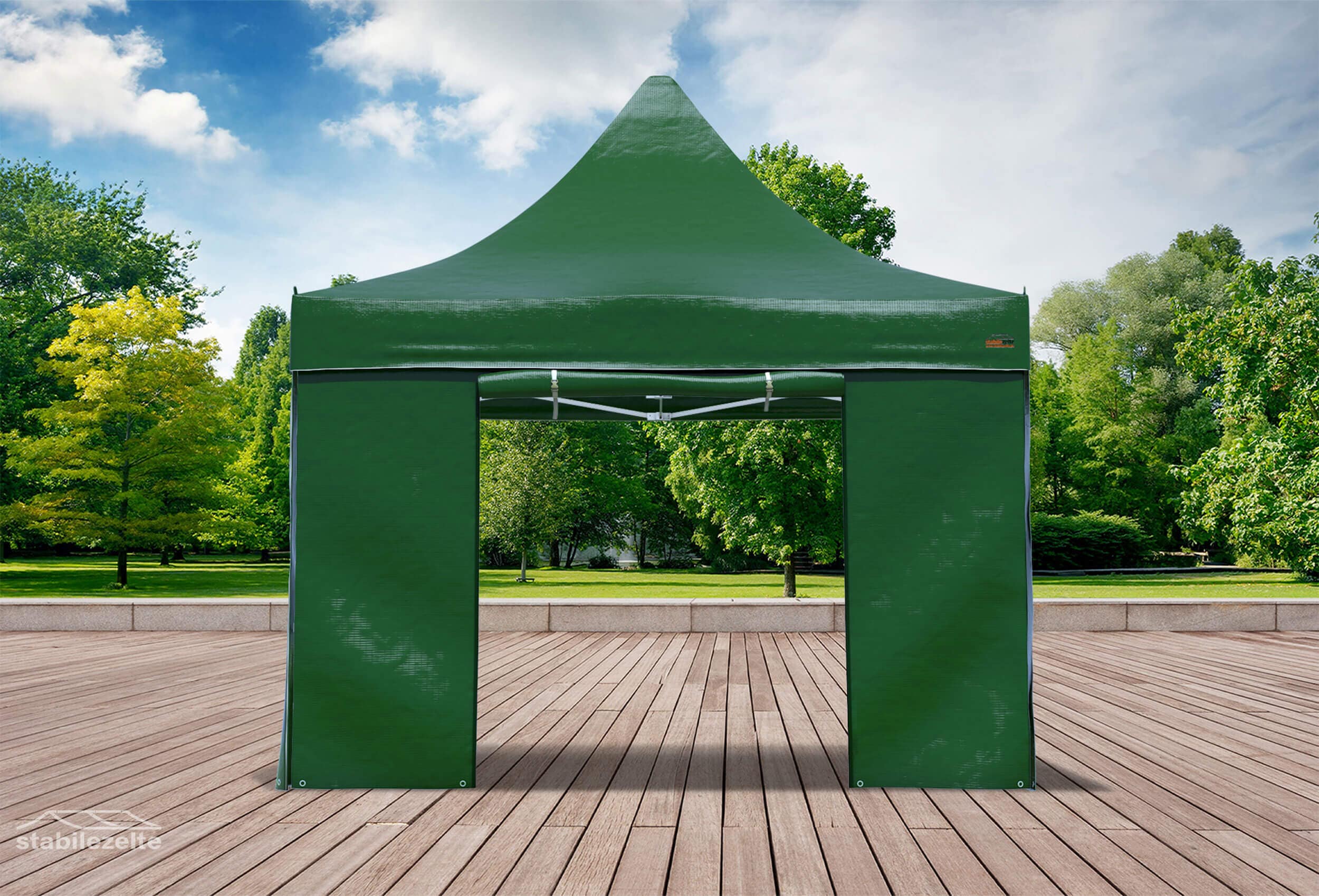 Seitenteil mit Tür 3m für einen Faltpavillon aus PVC FR in grün