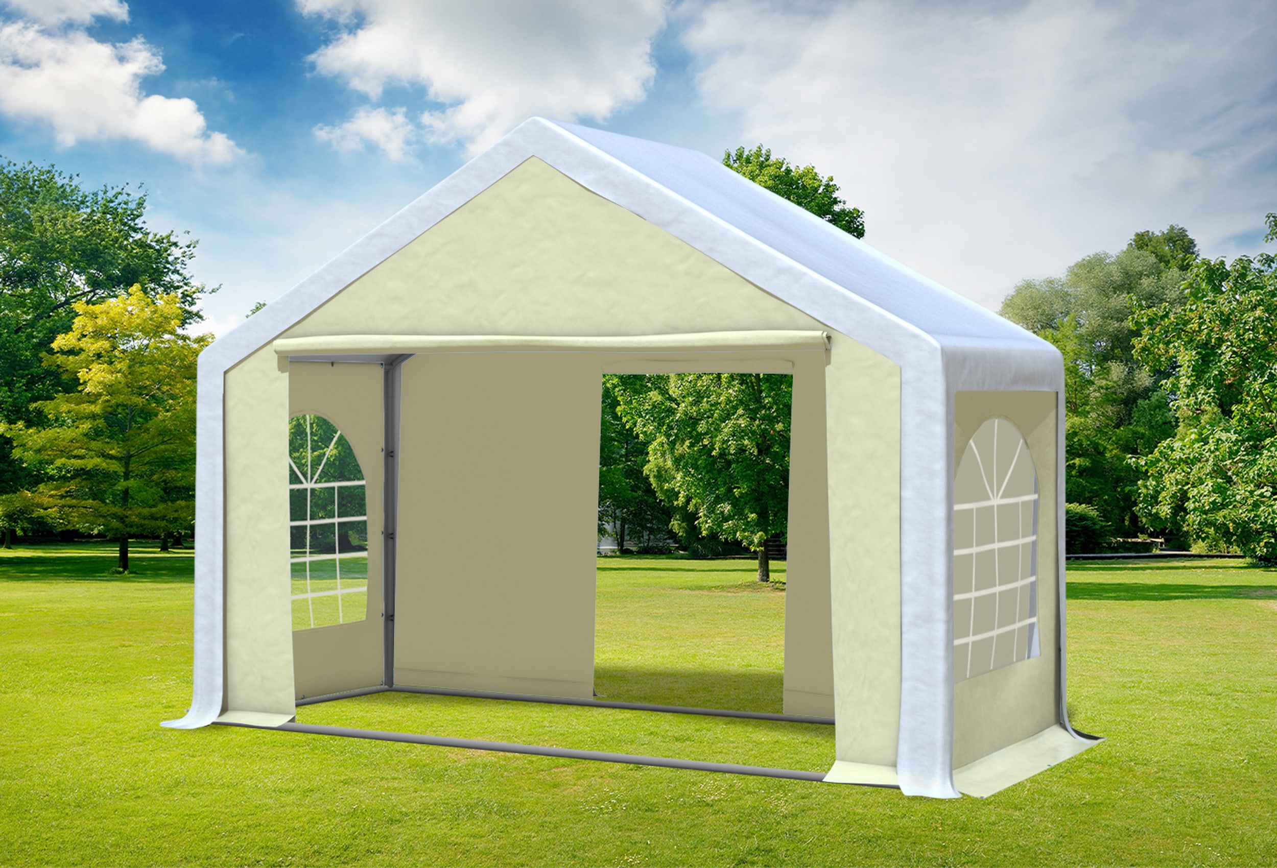 4x2 m Partyzelt, PVC weiß Beige