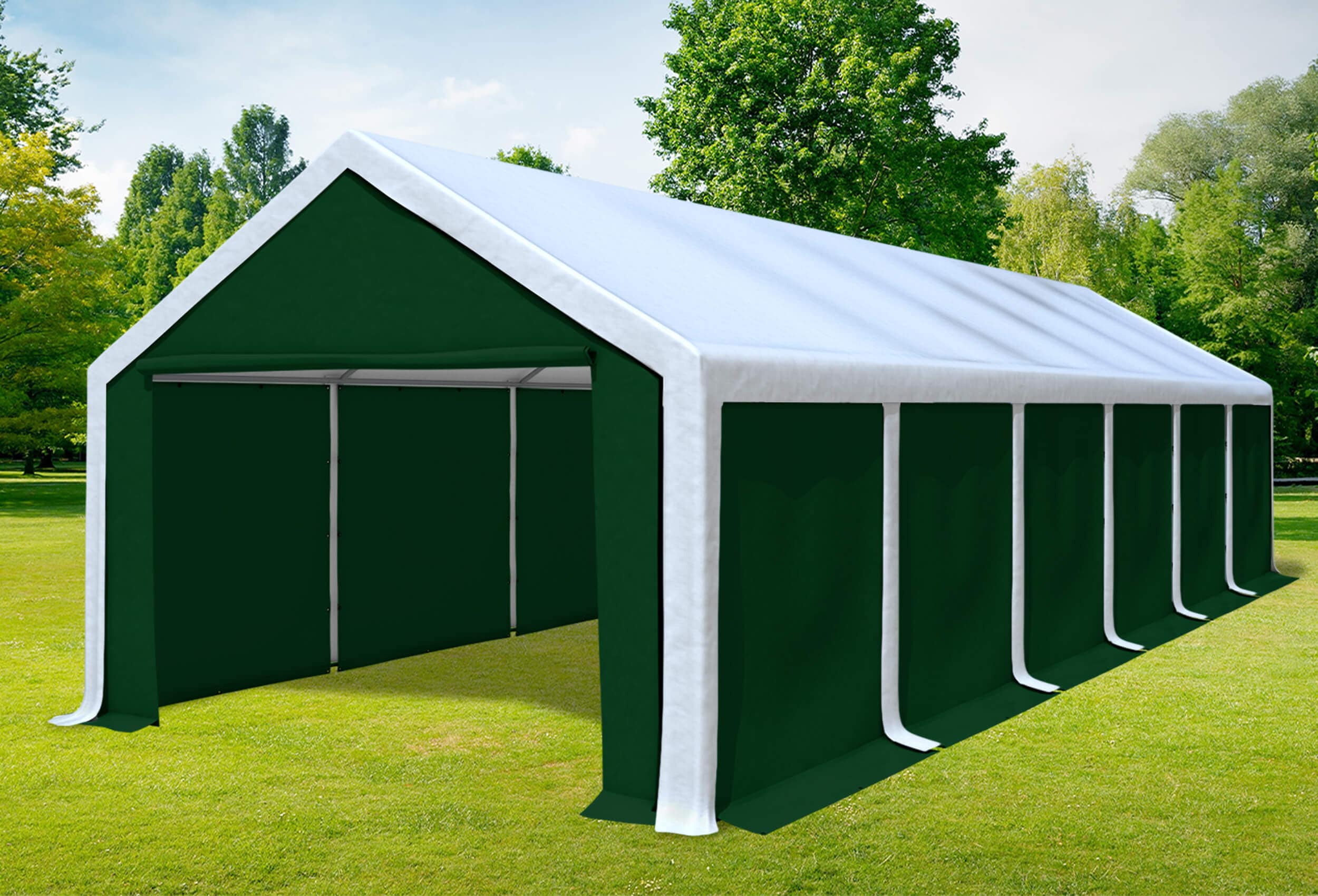 4x12 m Partyzelt, PVC weiß grün