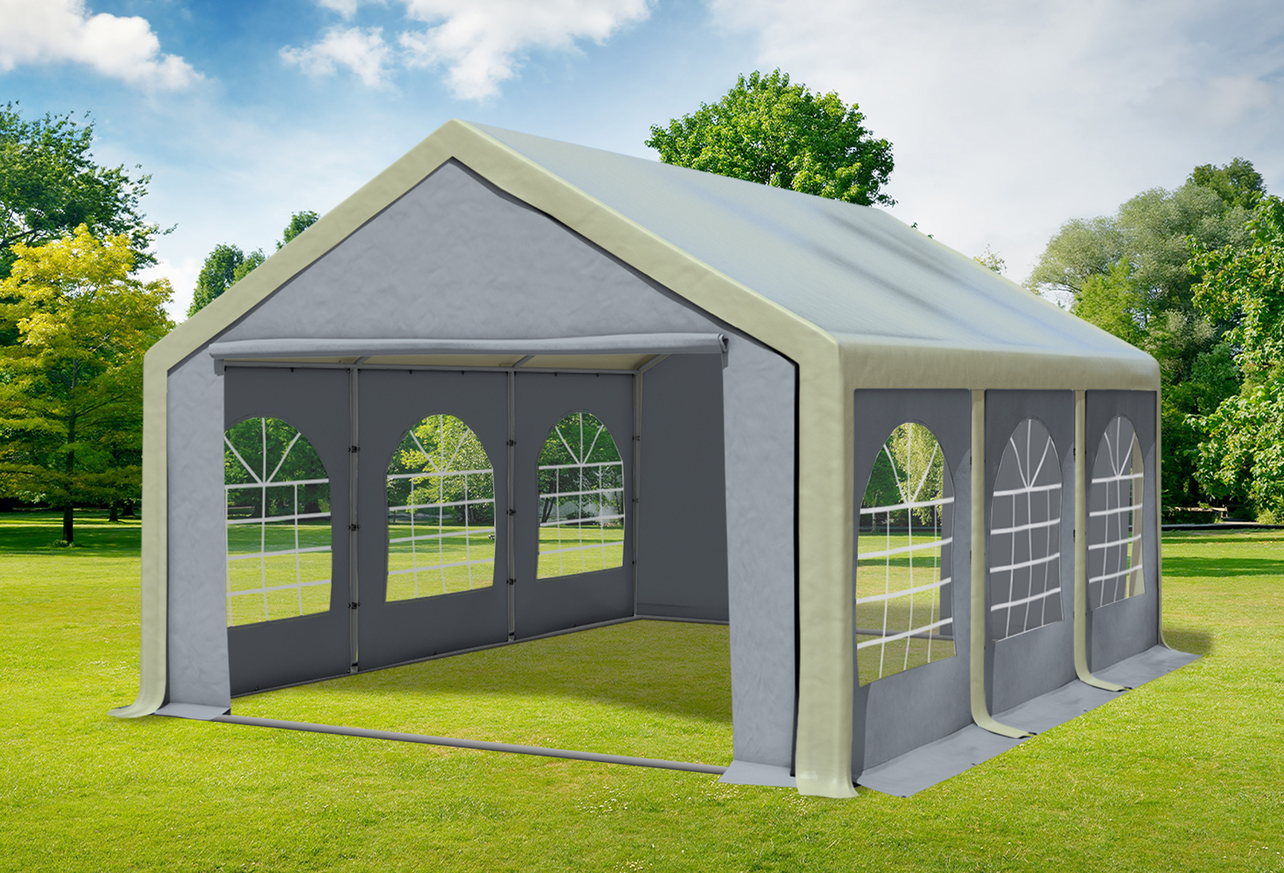 4x6 m Partyzelt, PVC braun grau