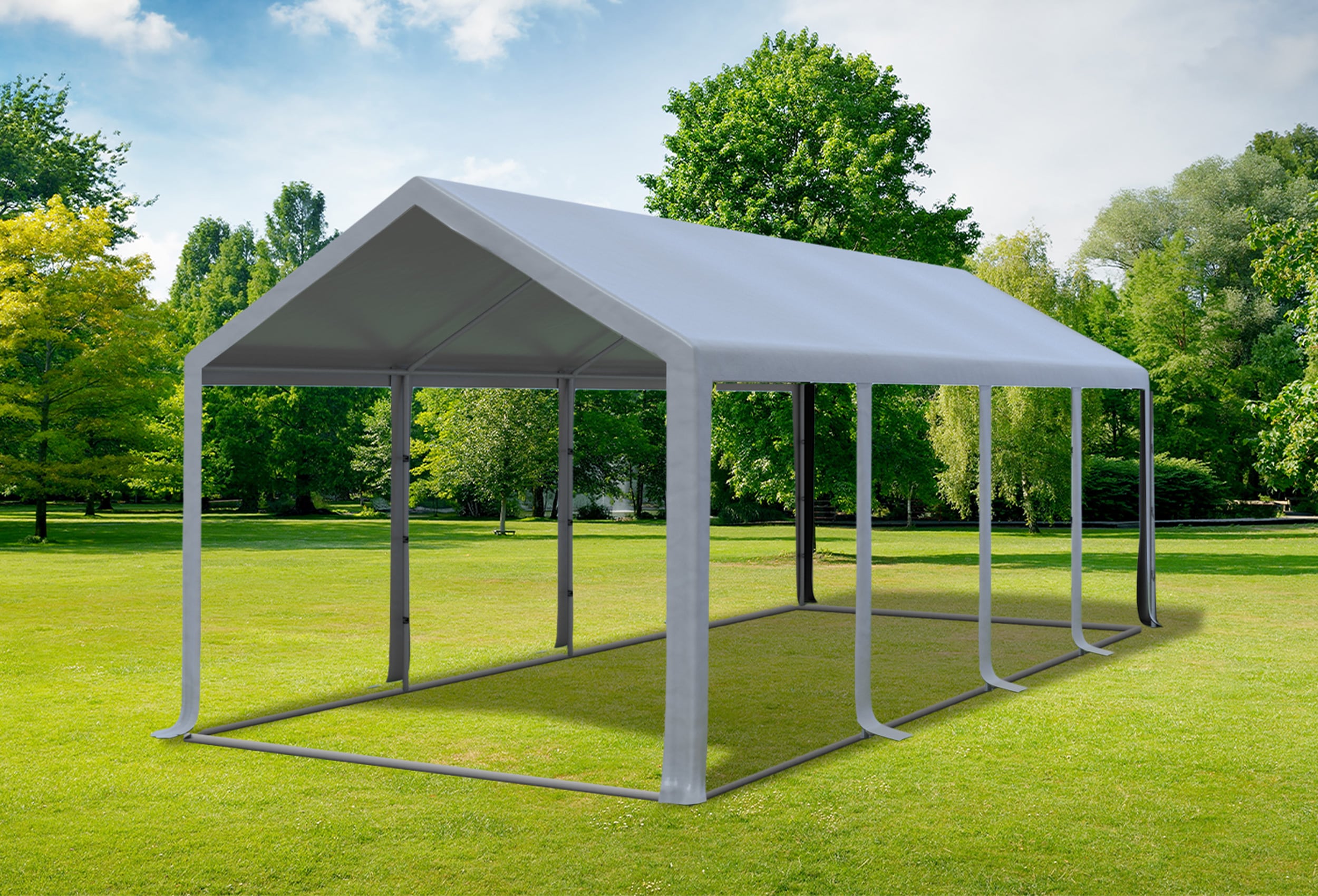 3x8 m Partyzelt, PVC grau