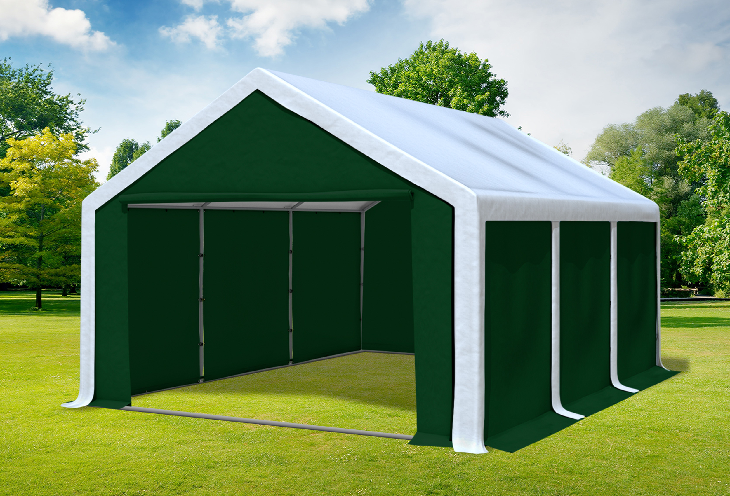 4x6 m Partyzelt, PVC weiß grün