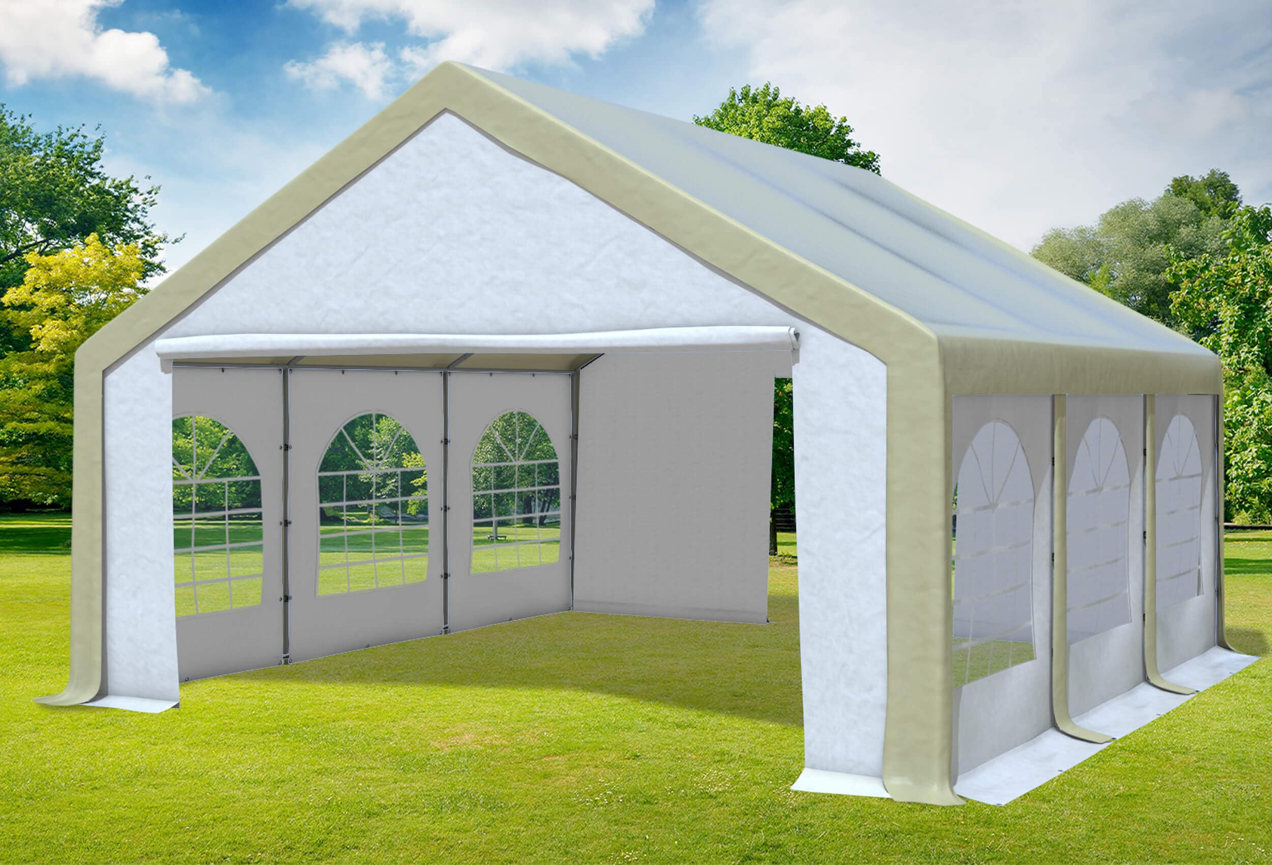 5x6 m Partyzelt, PVC braun weiß