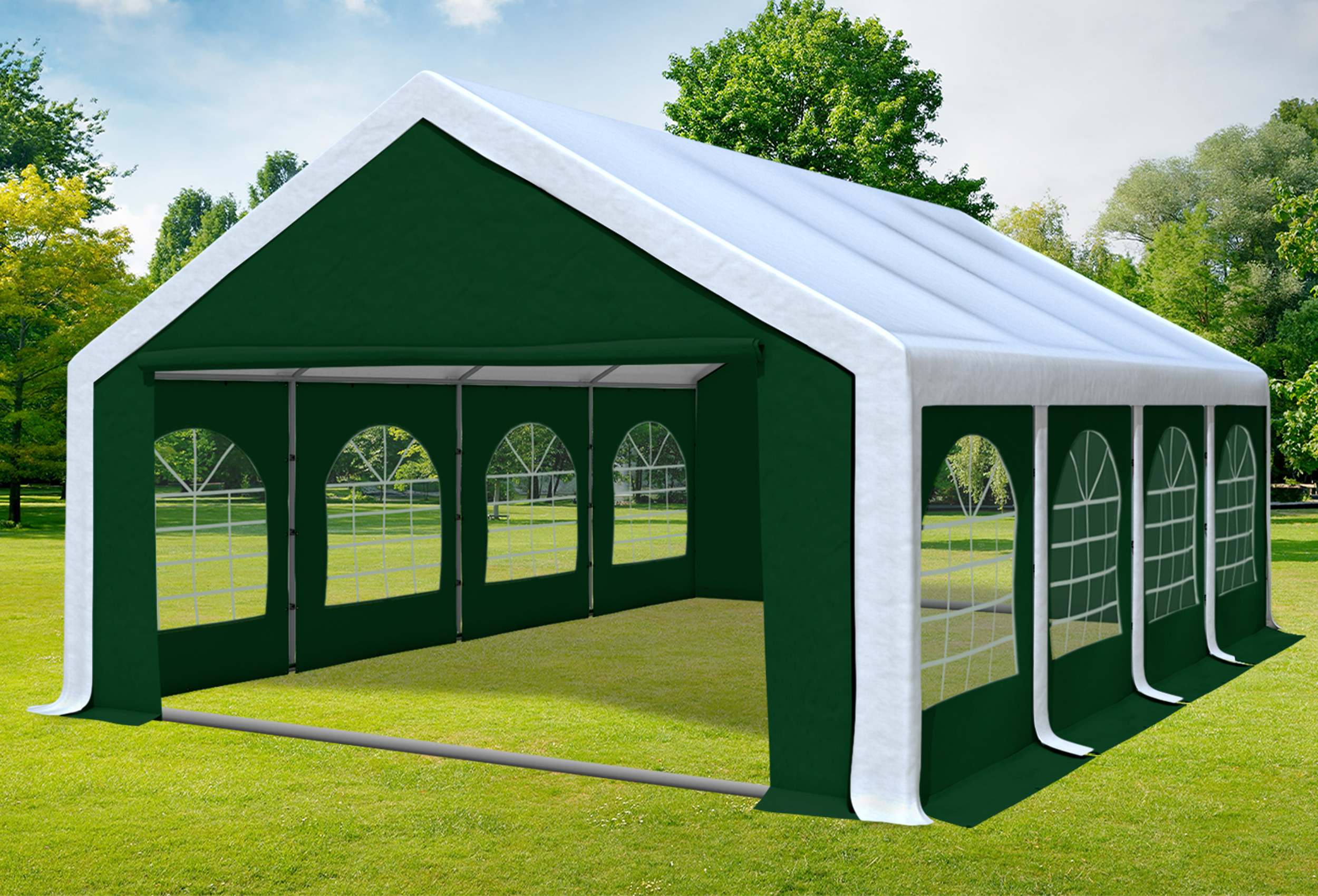 5x8 m Partyzelt, PVC weiß grün