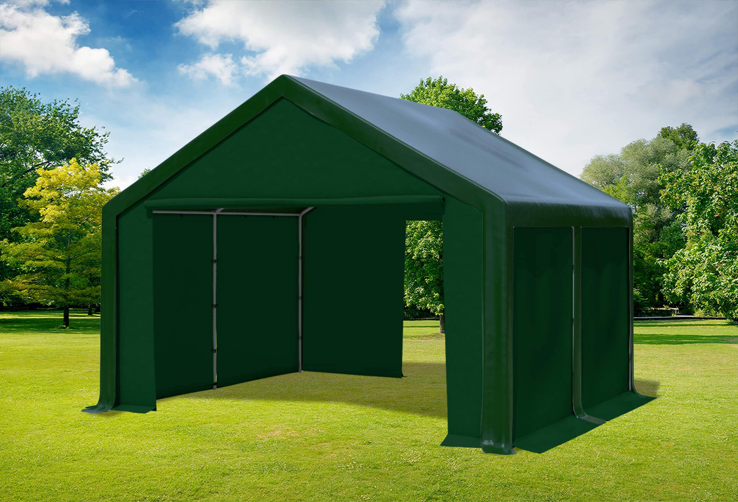 4x4 m Partyzelt, PVC grün