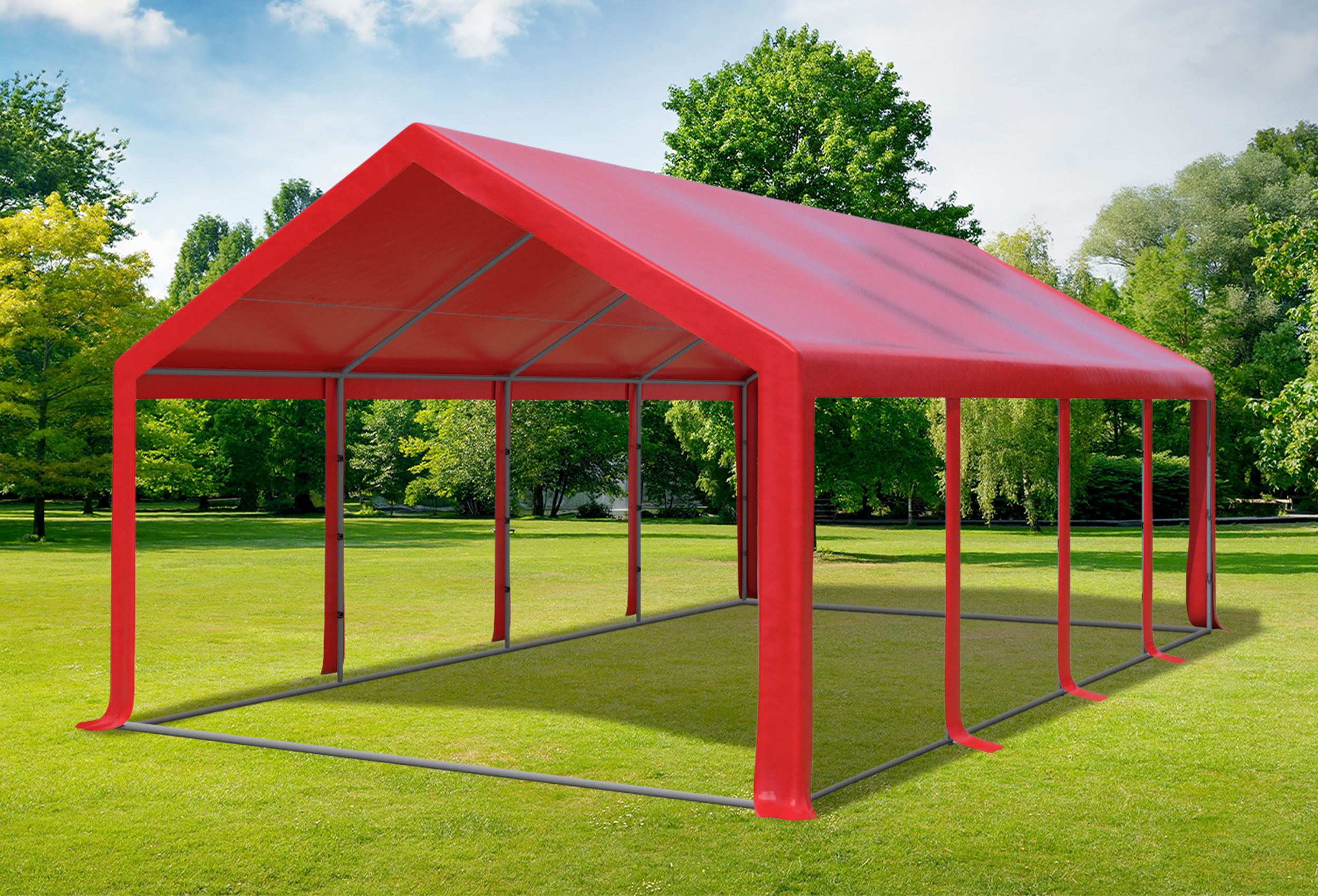 4x8 m Partyzelt, PVC rot