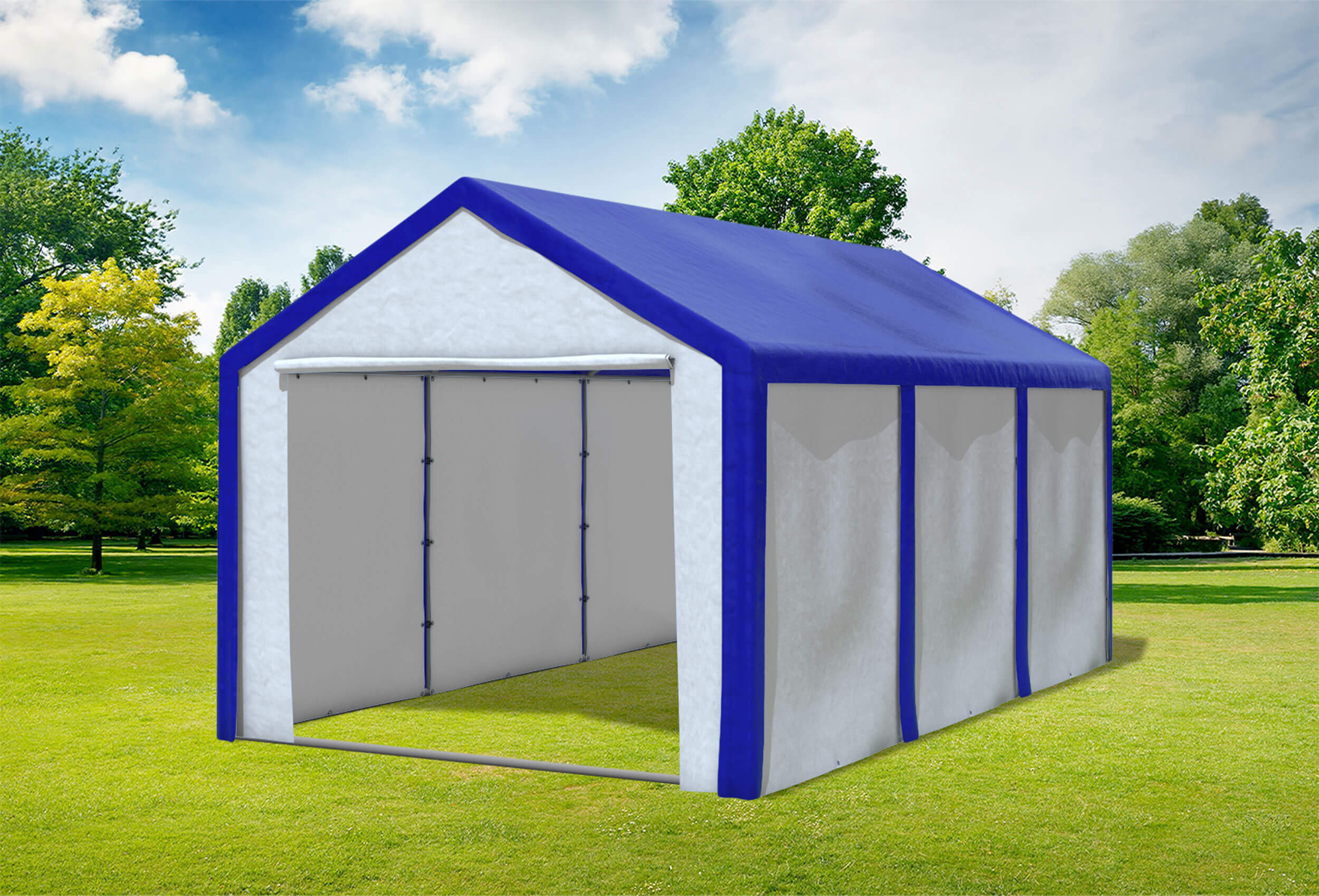 3x6 m Partyzelt, PE blau weiß