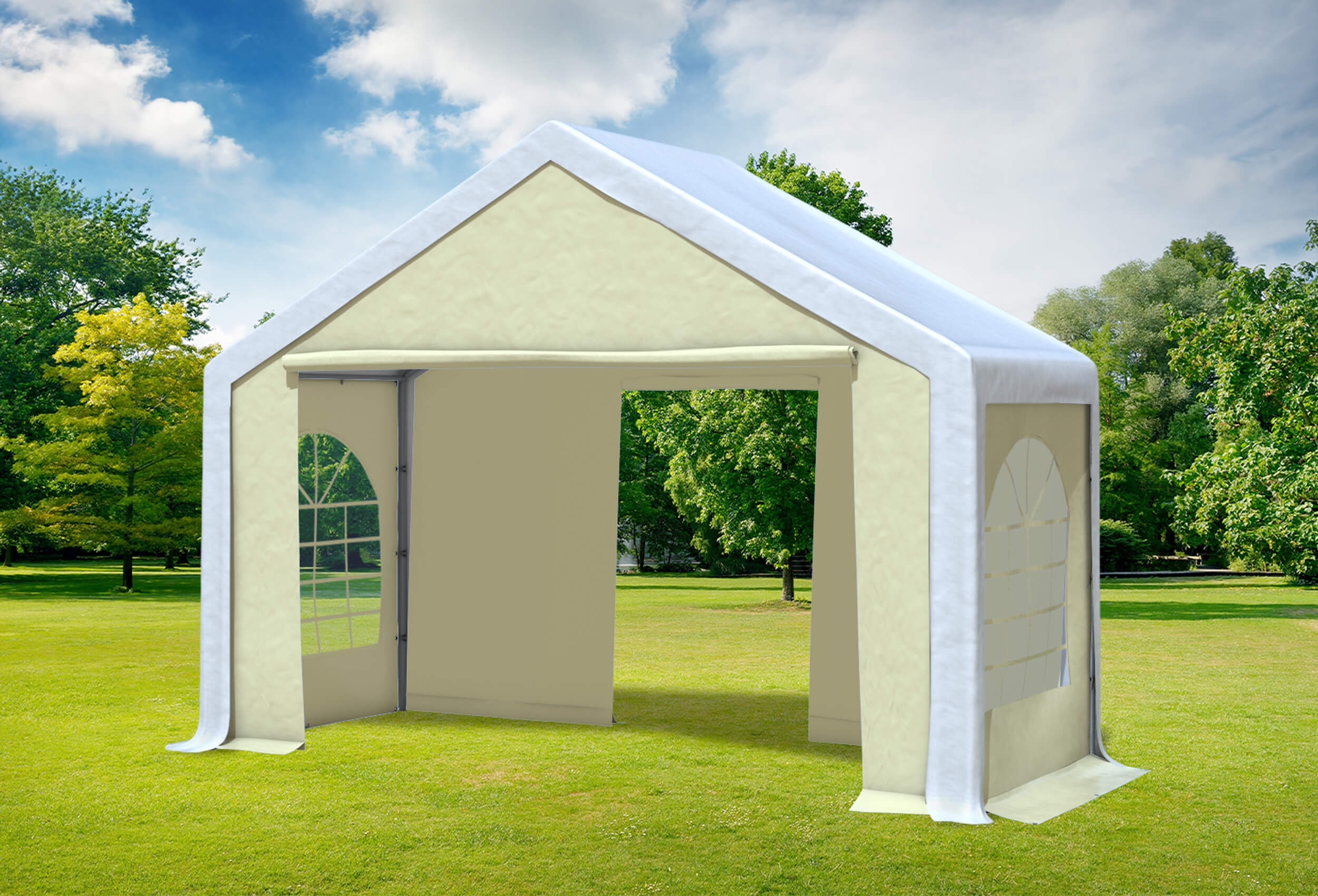 4x2 m Partyzelt, PVC weiß Beige