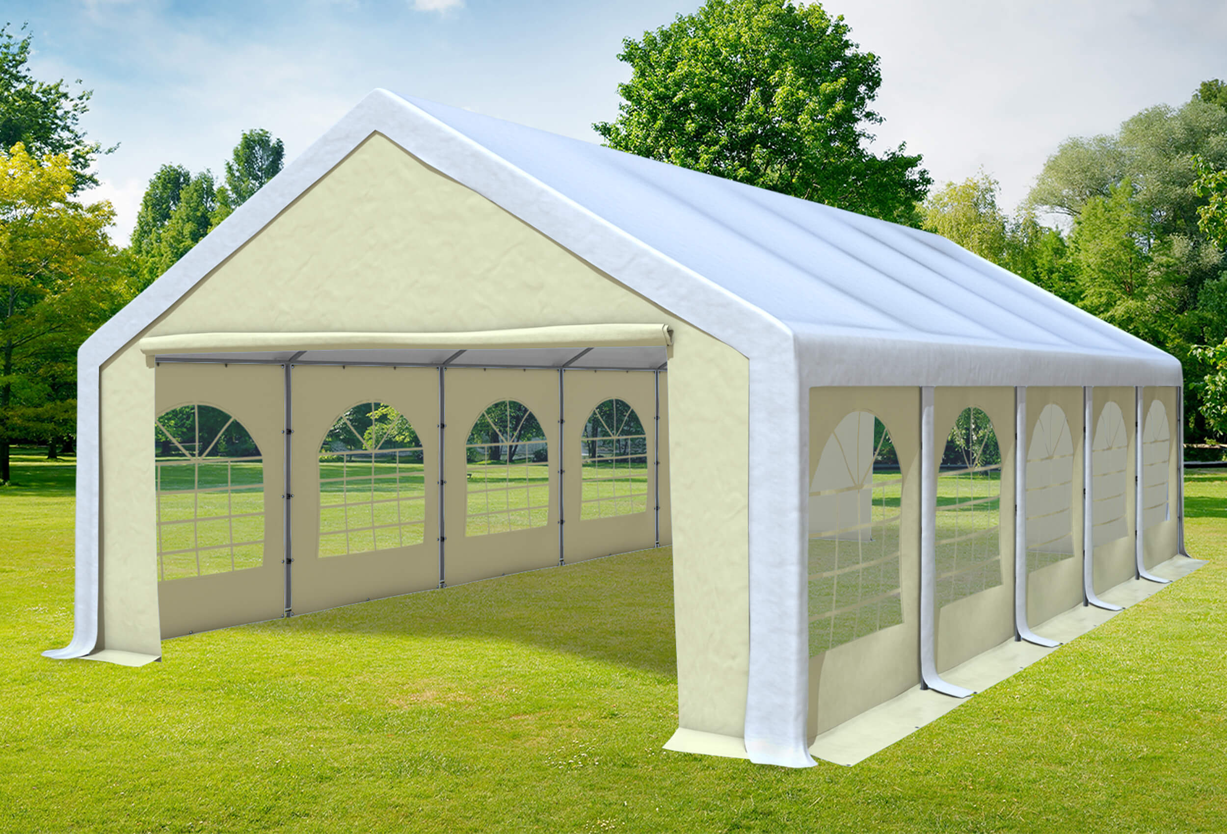 5x10 m Partyzelt, PVC weiß Beige