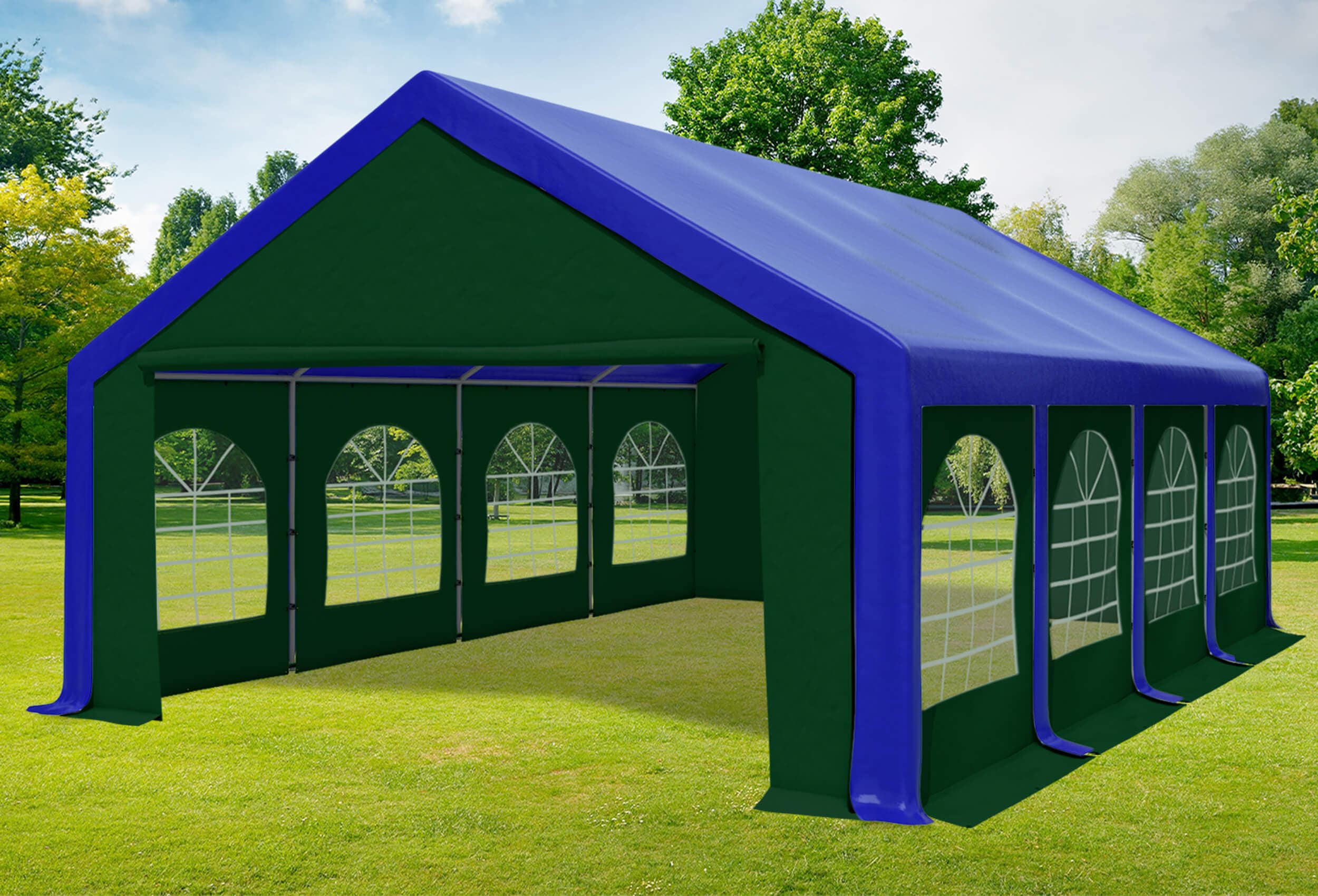 5x8 m Partyzelt, PVC blau grün