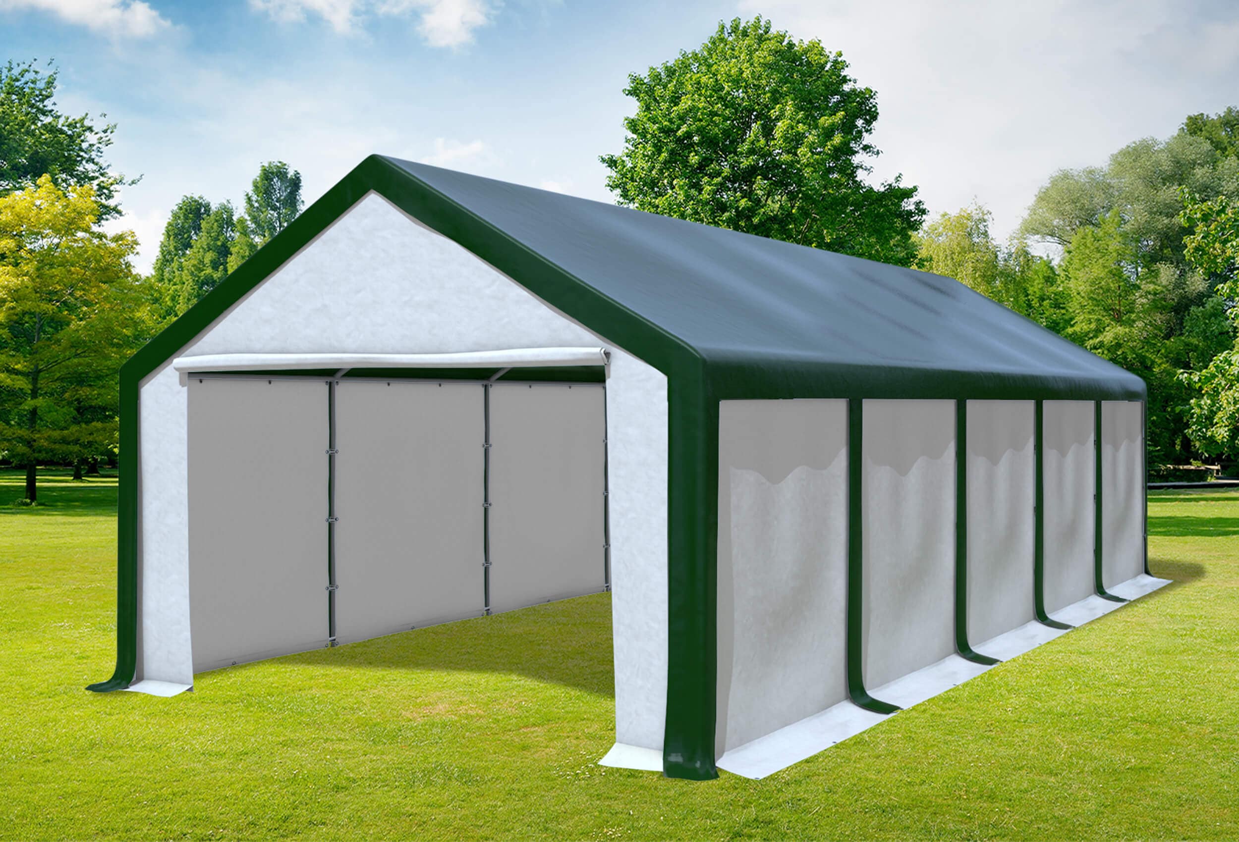 4x10 m Partyzelt, PVC grün weiß