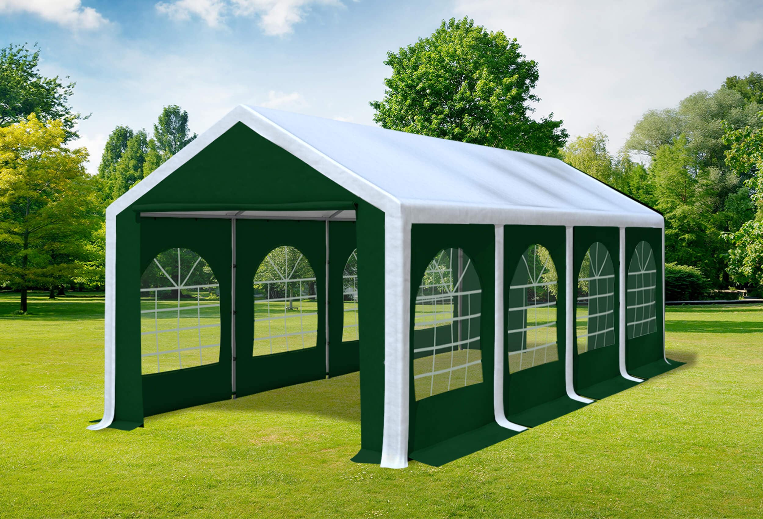 3x8 m Partyzelt, PVC weiß grün