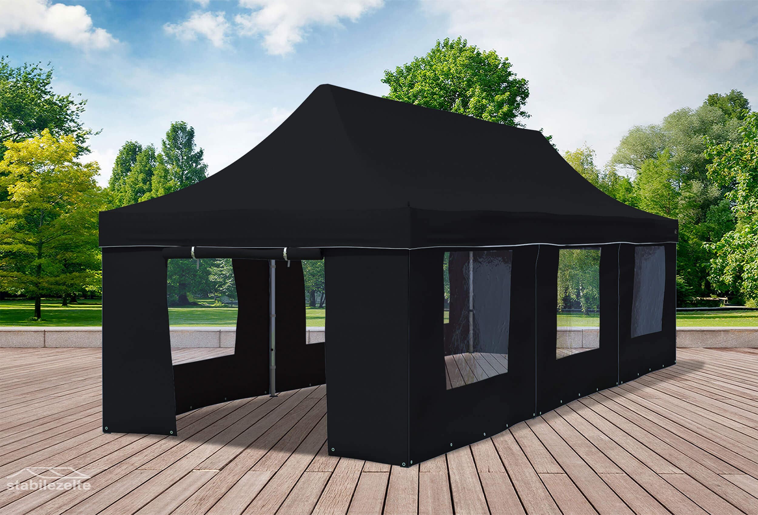 3x9 m Faltpavillon, schwarz