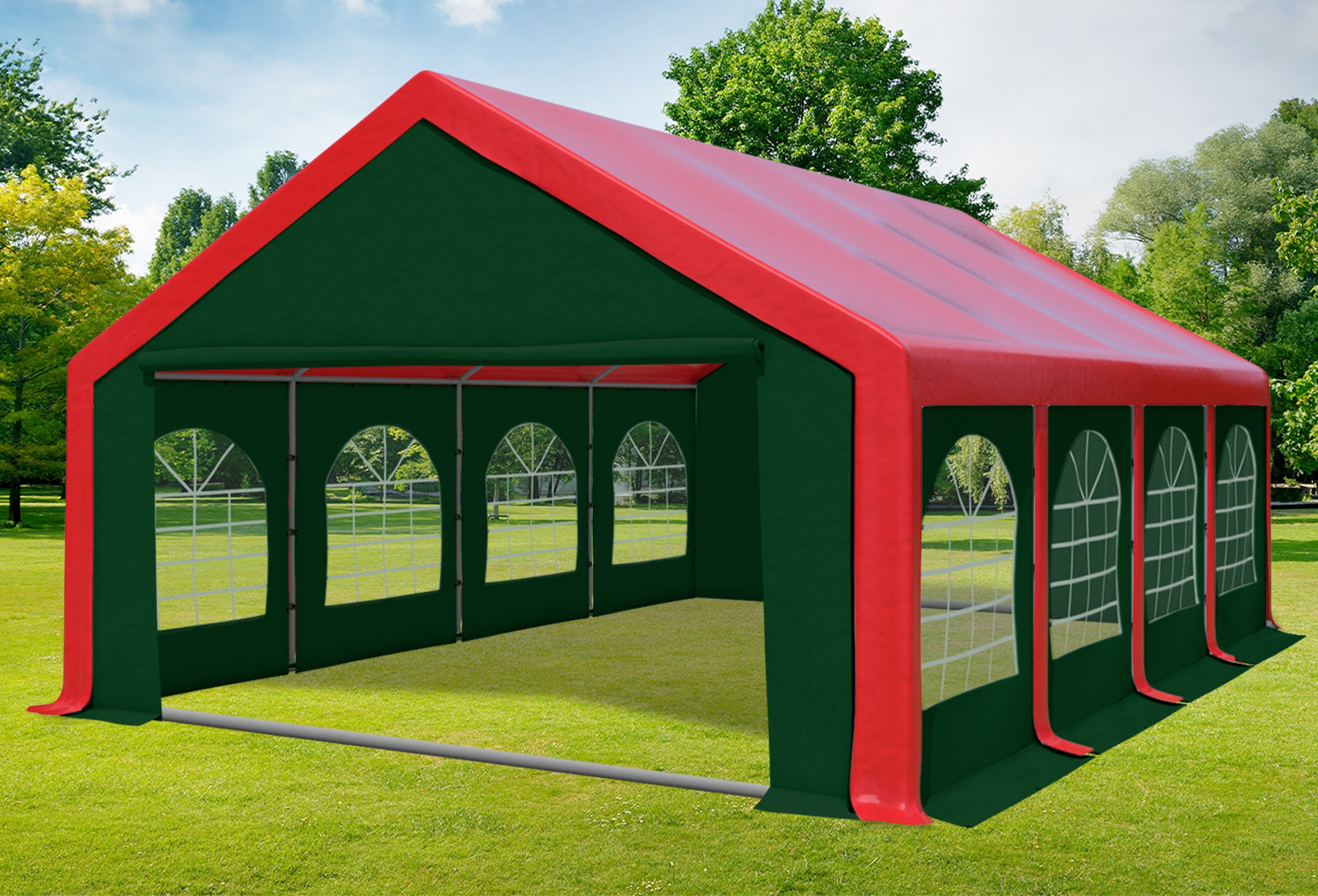 5x8 m Partyzelt, PVC rot grün