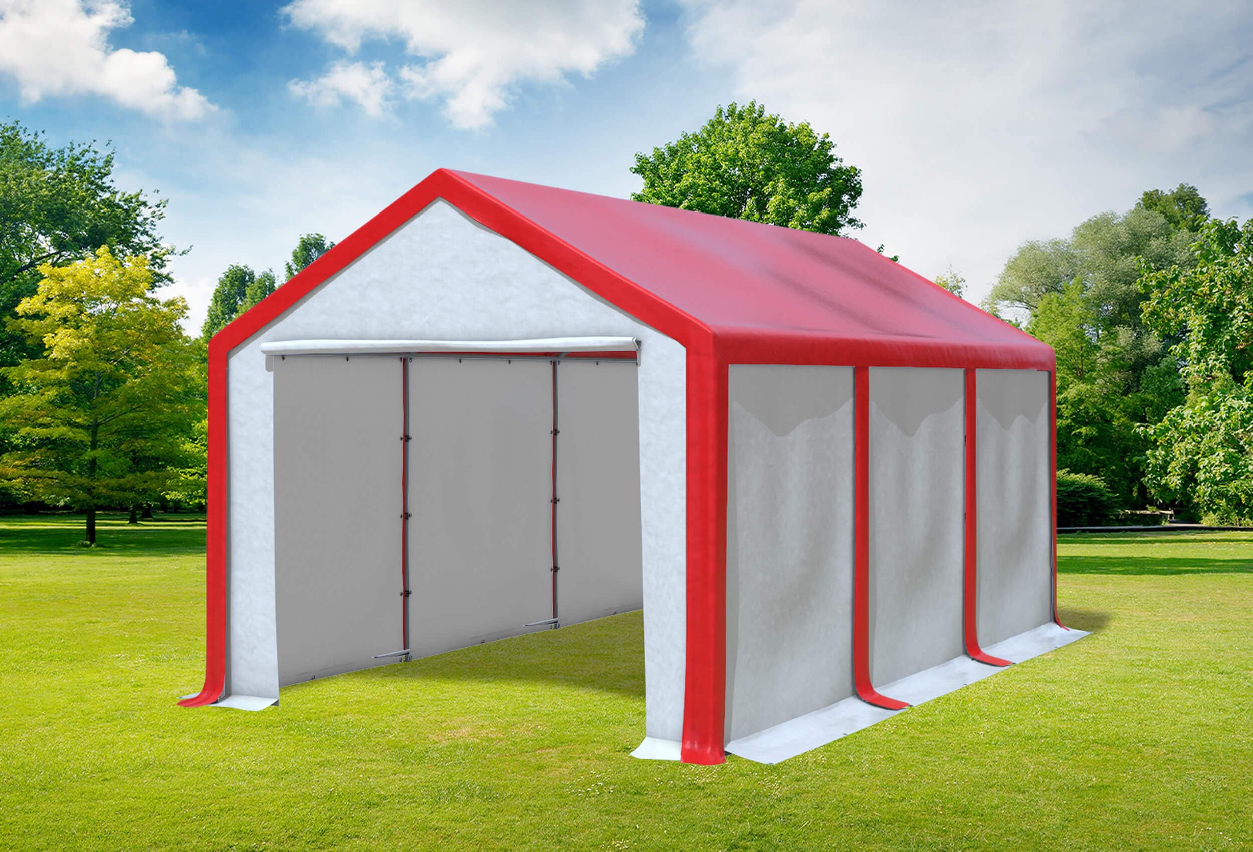 3x6 m Partyzelt, PVC rot weiß