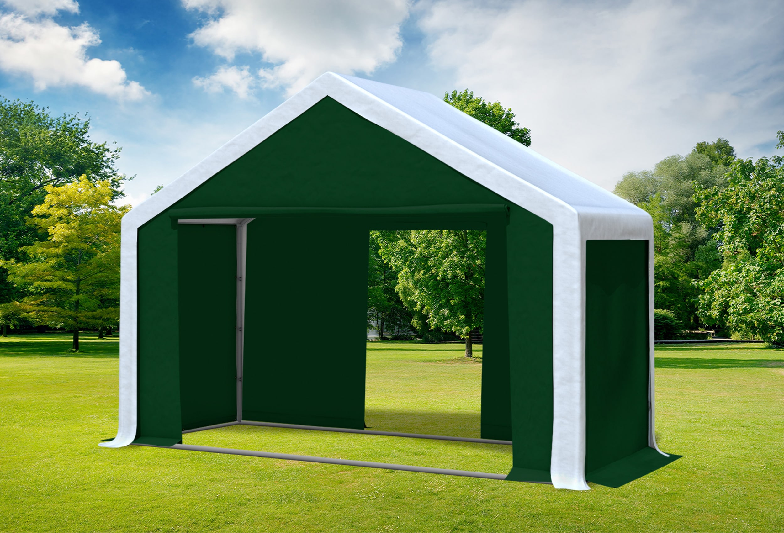 4x2 m Partyzelt, PVC weiß grün