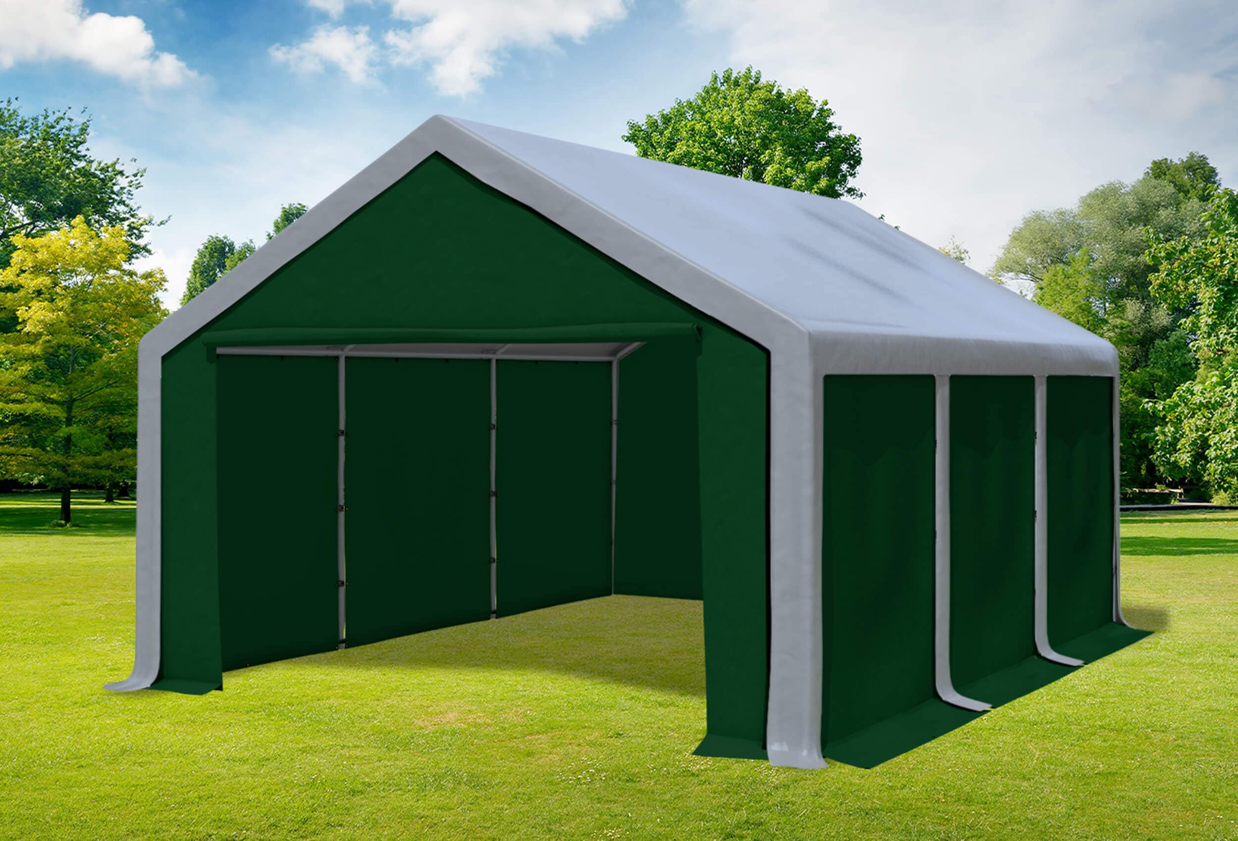 4x6 m Partyzelt, PVC grau grün