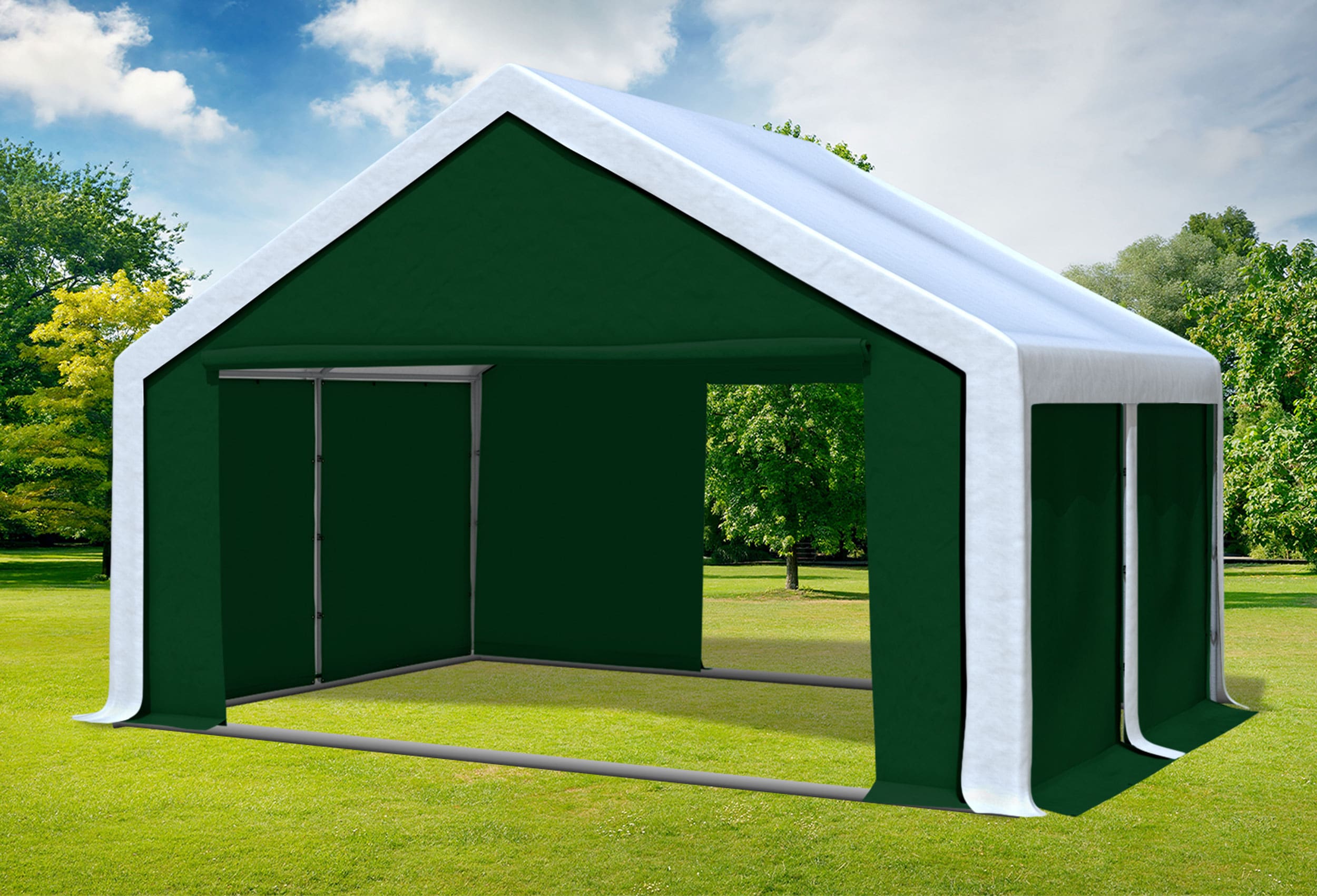 5x4 m Partyzelt, PVC weiß grün