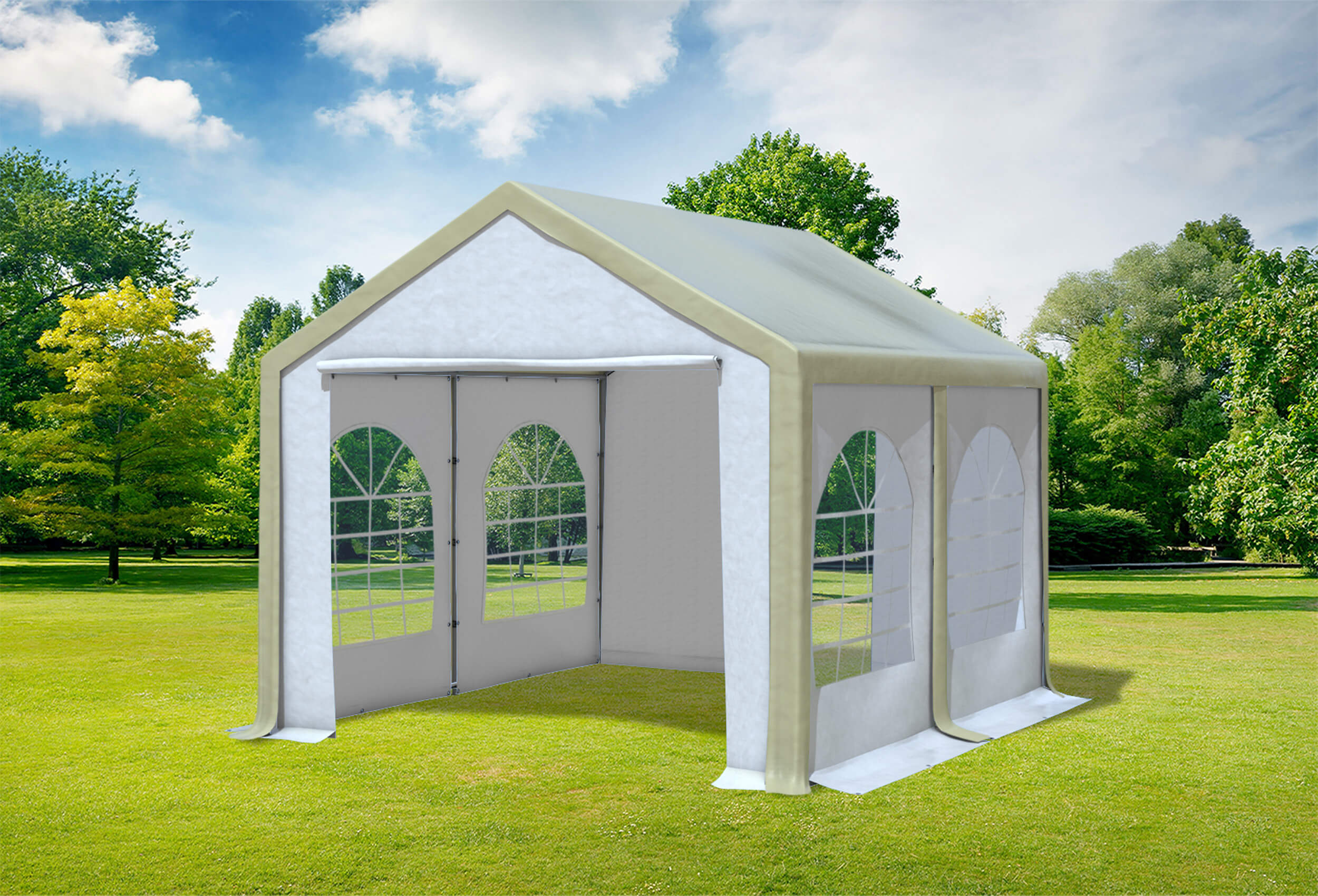 3x4 m Partyzelt, PVC braun weiß