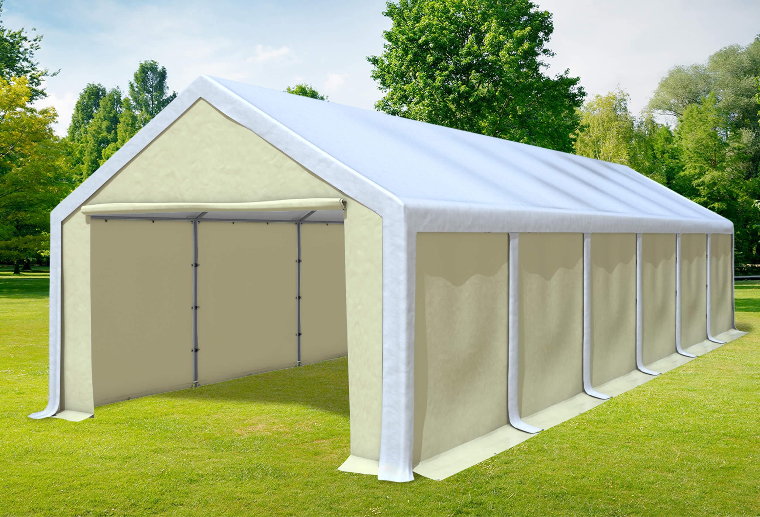 4x12 m Partyzelt, PVC weiß Beige