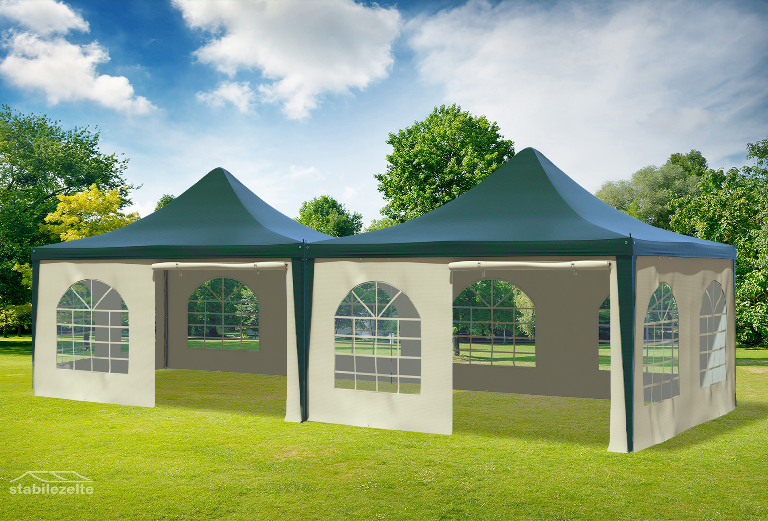 4x8 m Pavillon, PVC Arabica grün Beige