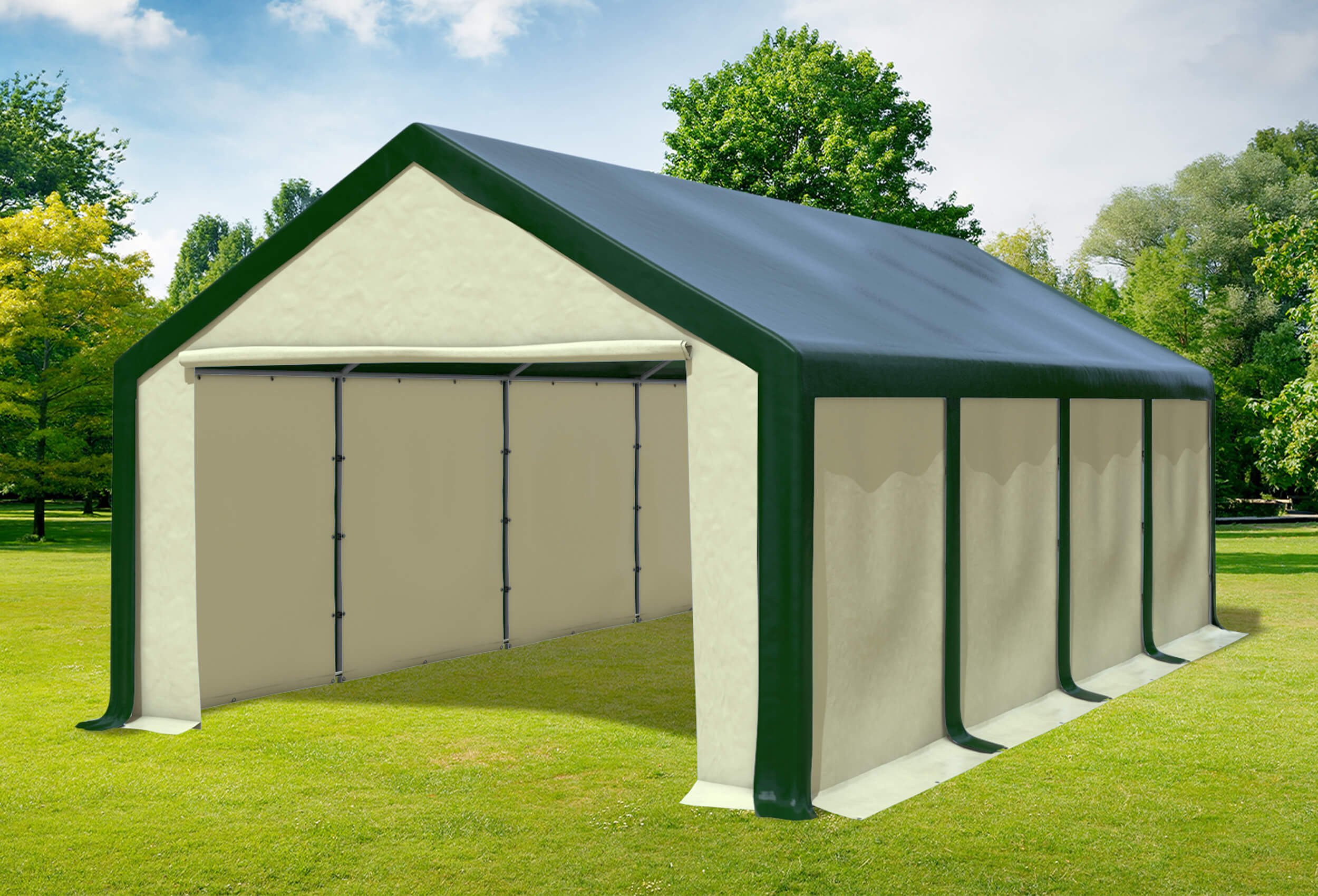 4x8 m Partyzelt, PVC grün Beige