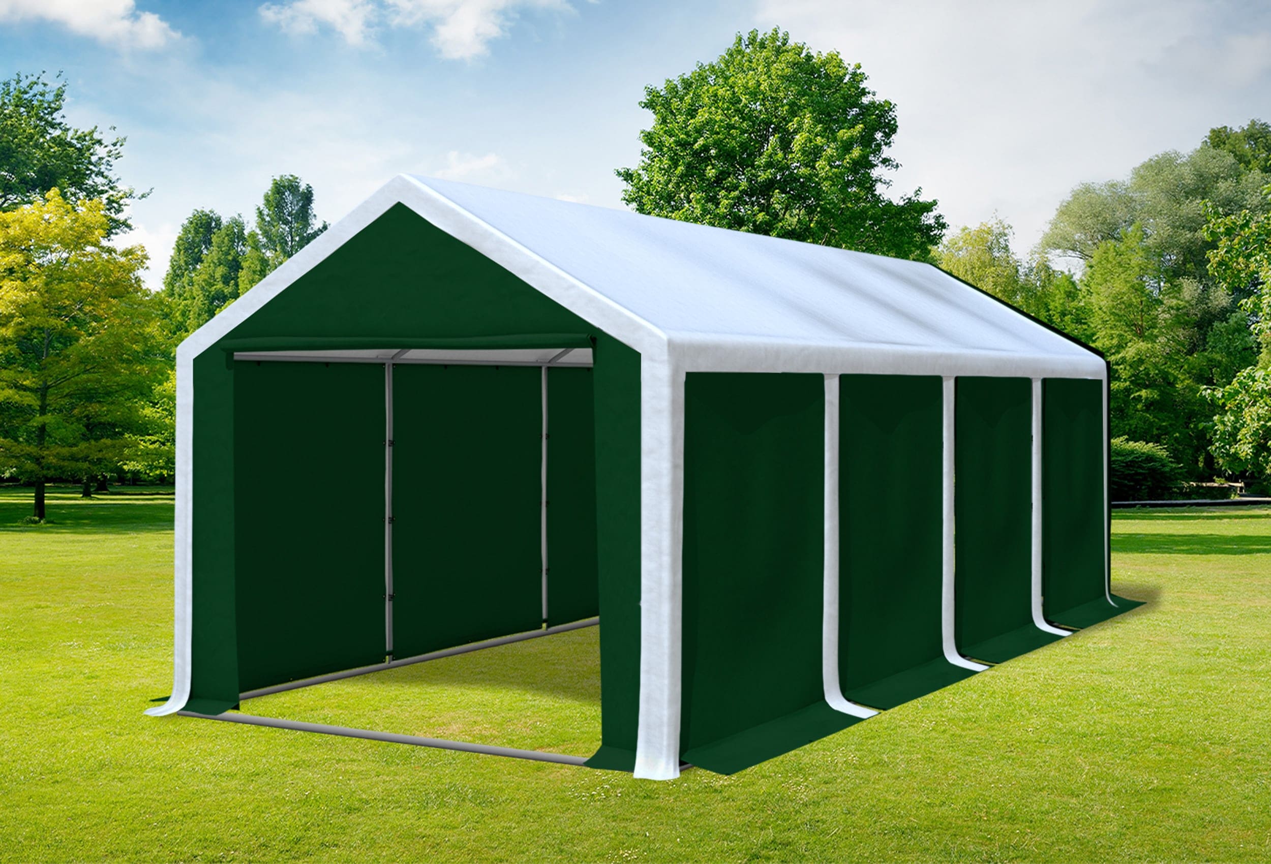 3x8 m Partyzelt, PVC weiß grün