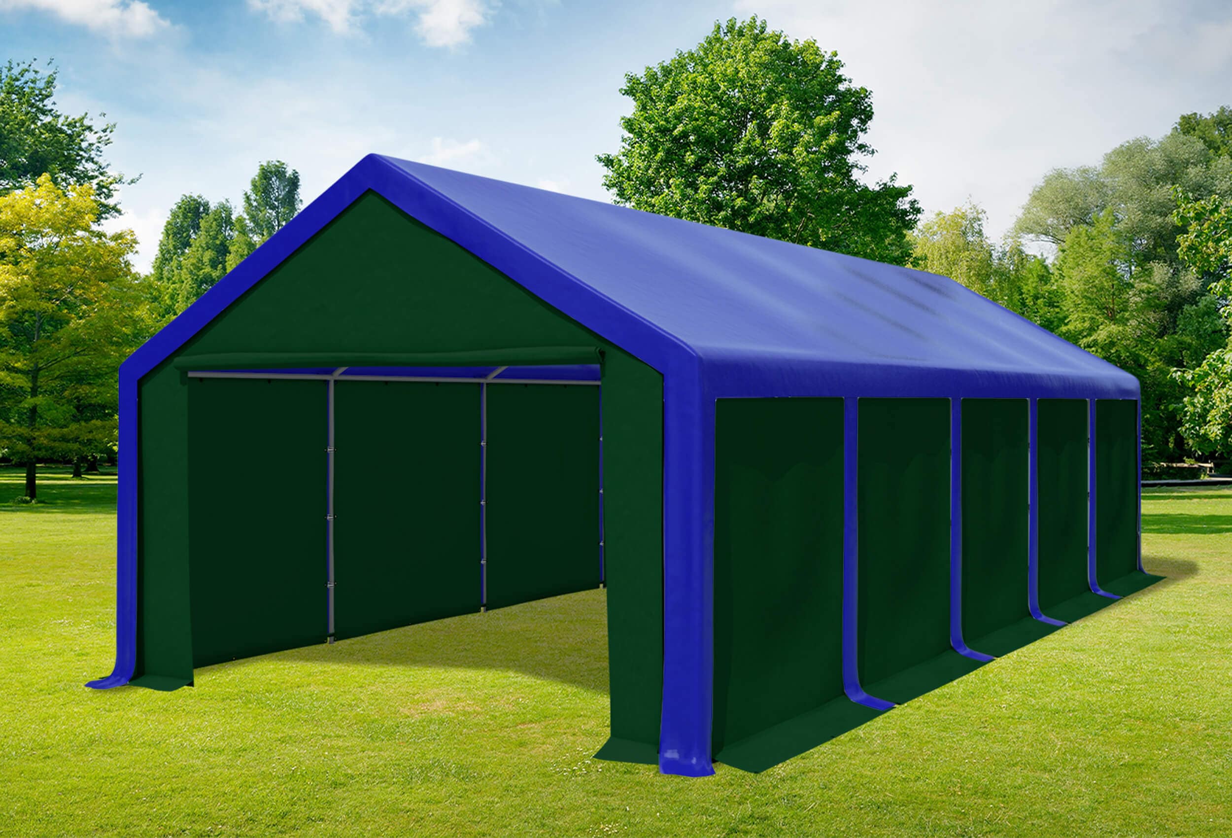 4x10 m Partyzelt, PVC blau grün