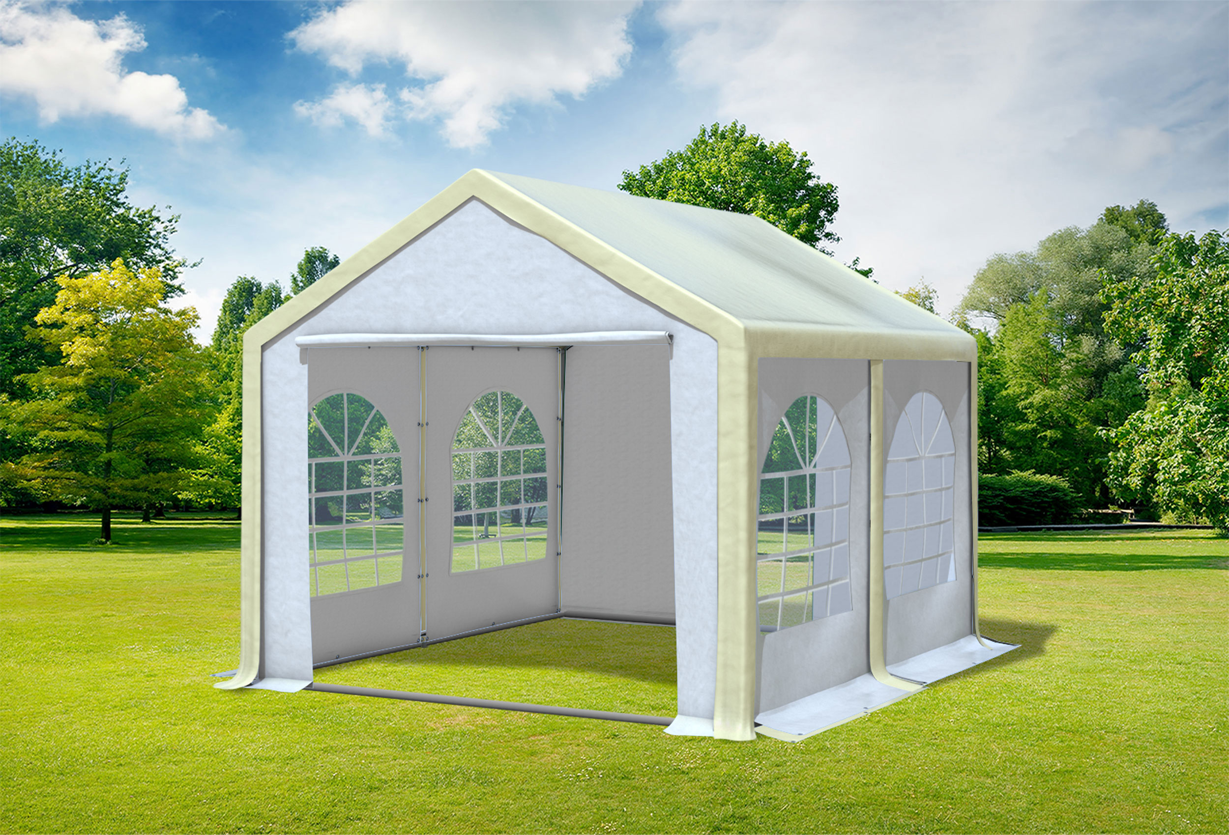 3x4 m Partyzelt, PVC Beige weiß