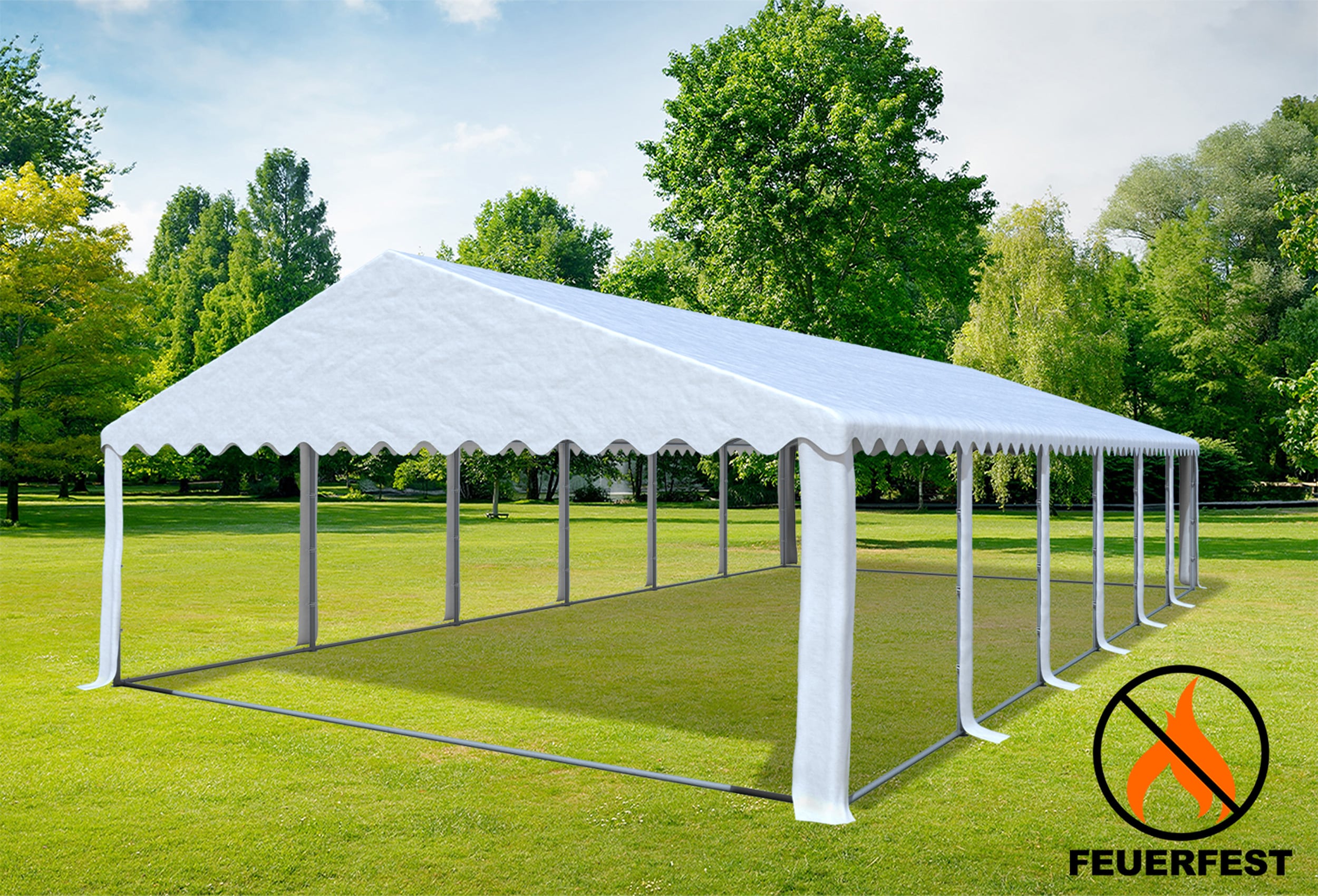 6x12 m Partyzelt, PVC feuersicher weiß