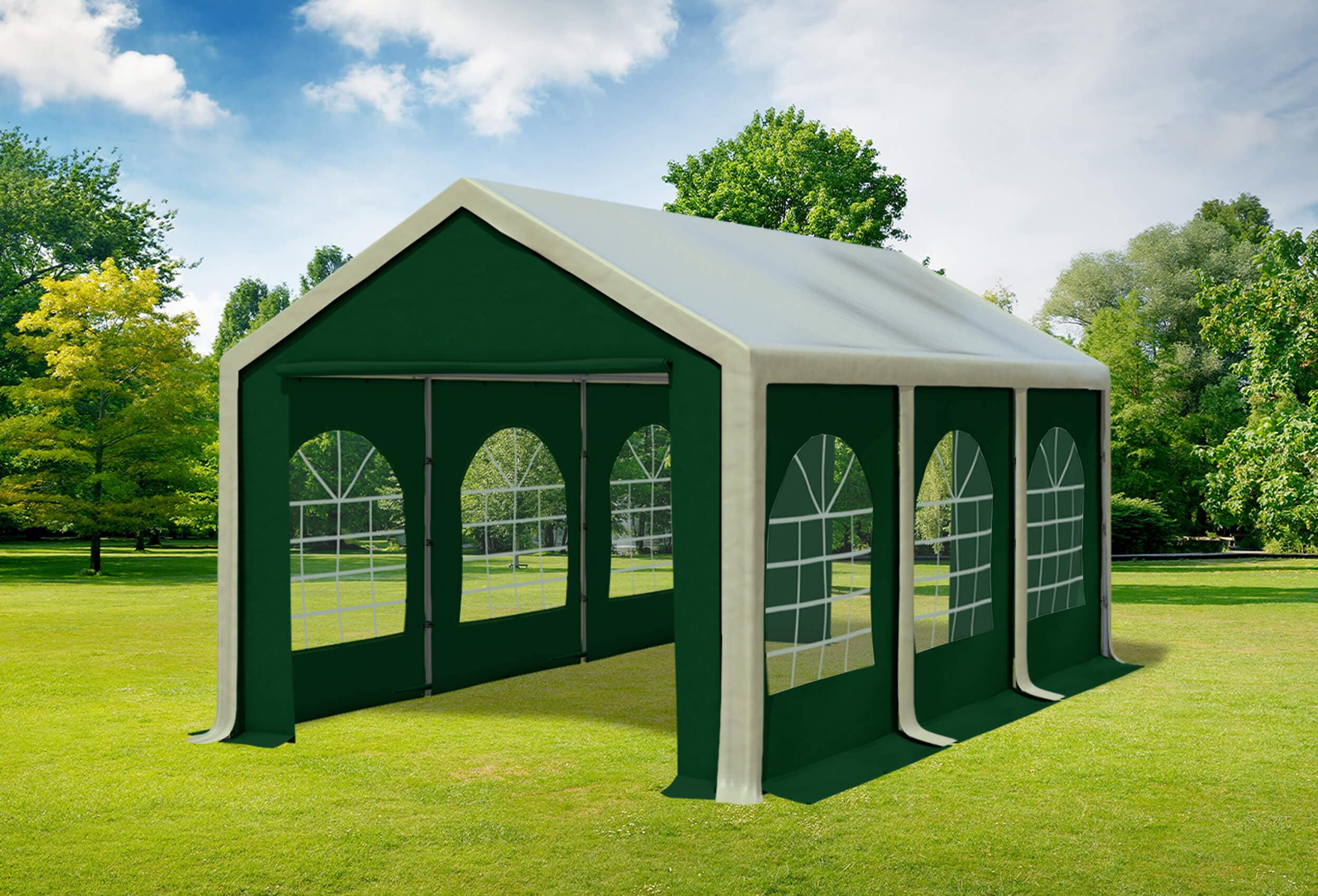 3x6 m Partyzelt, PVC braun grün