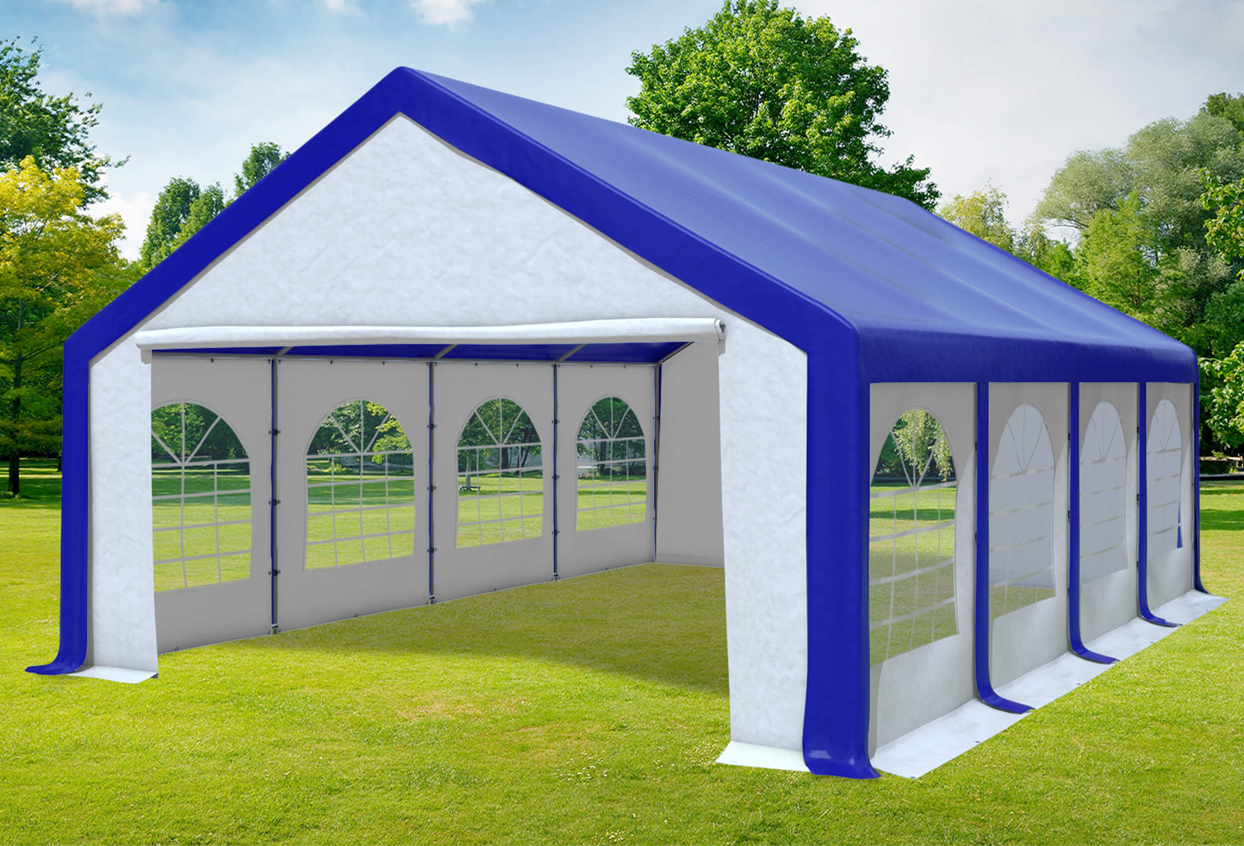 5x8 m Partyzelt, PVC blau weiß