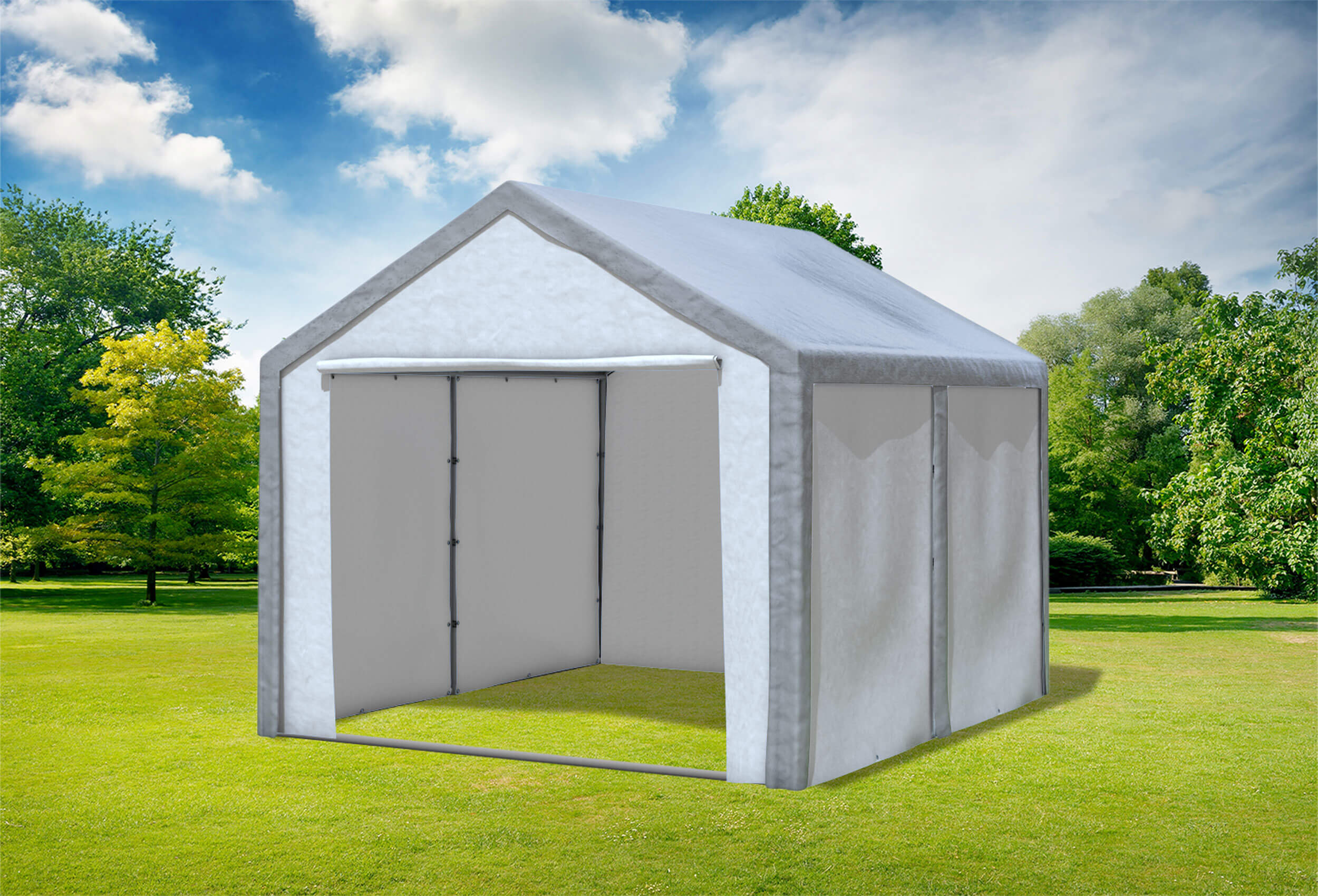3x4 m Partyzelt, PE grau weiß
