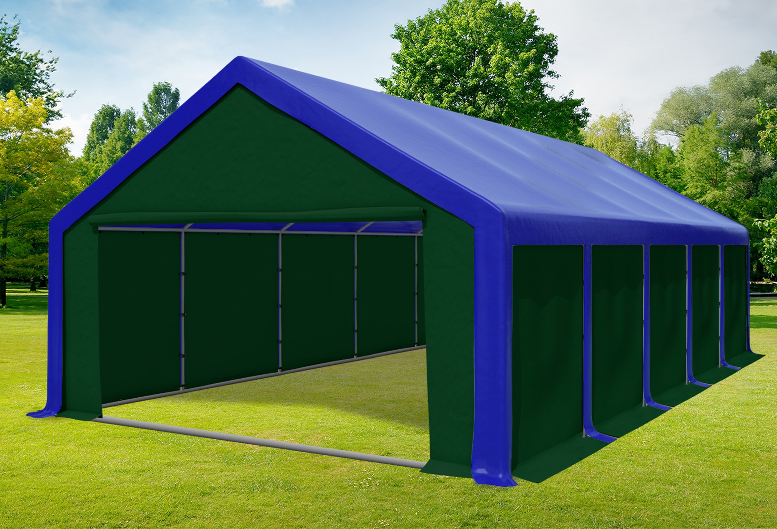 5x10 m Partyzelt, PVC blau grün