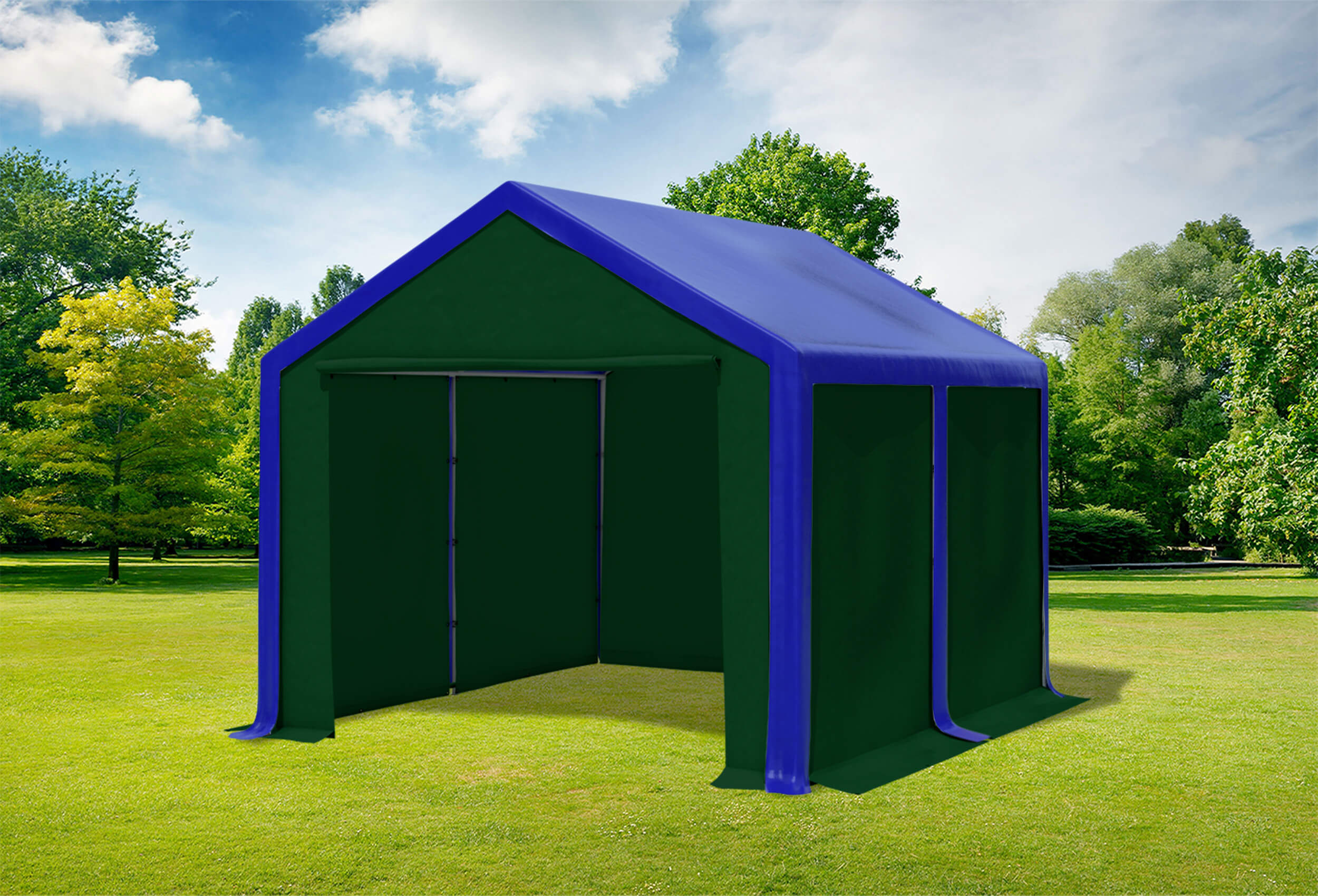 3x4 m Partyzelt, PVC blau grün