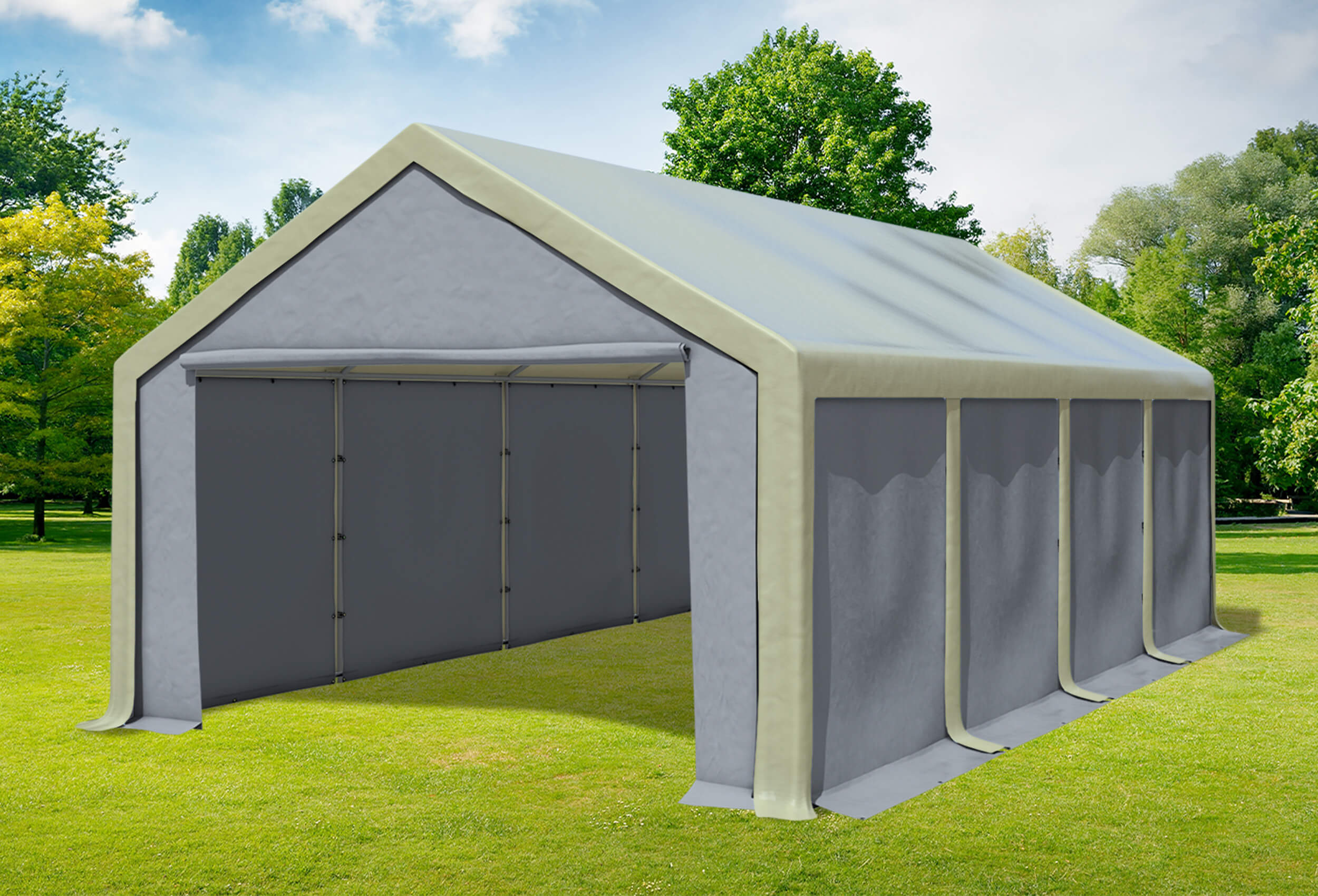 4x8 m Partyzelt, PVC braun grau