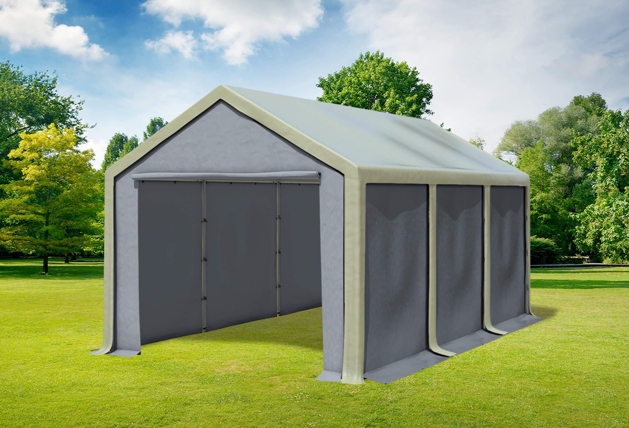 3x6 m Partyzelt, PVC braun grau
