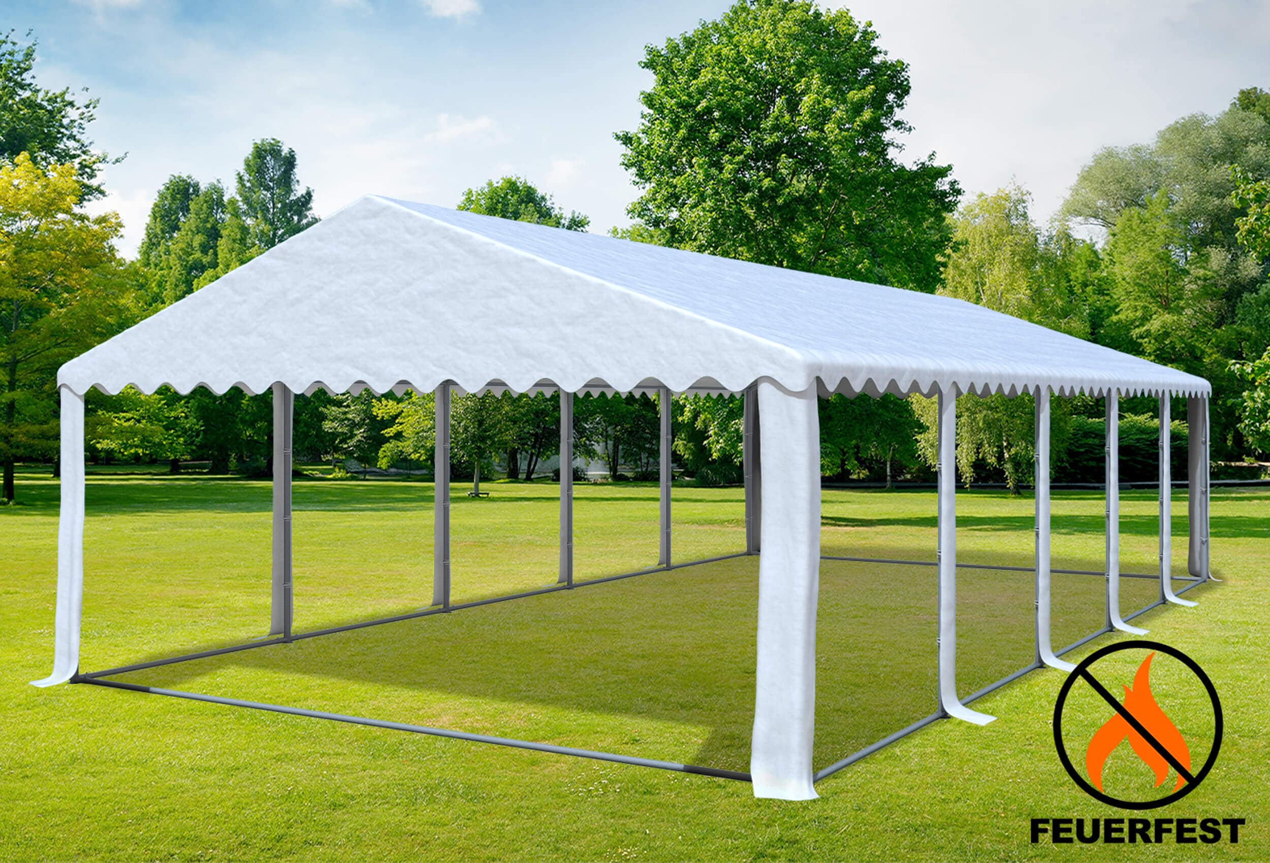 5x10 m Partyzelt, PVC feuersicher weiß