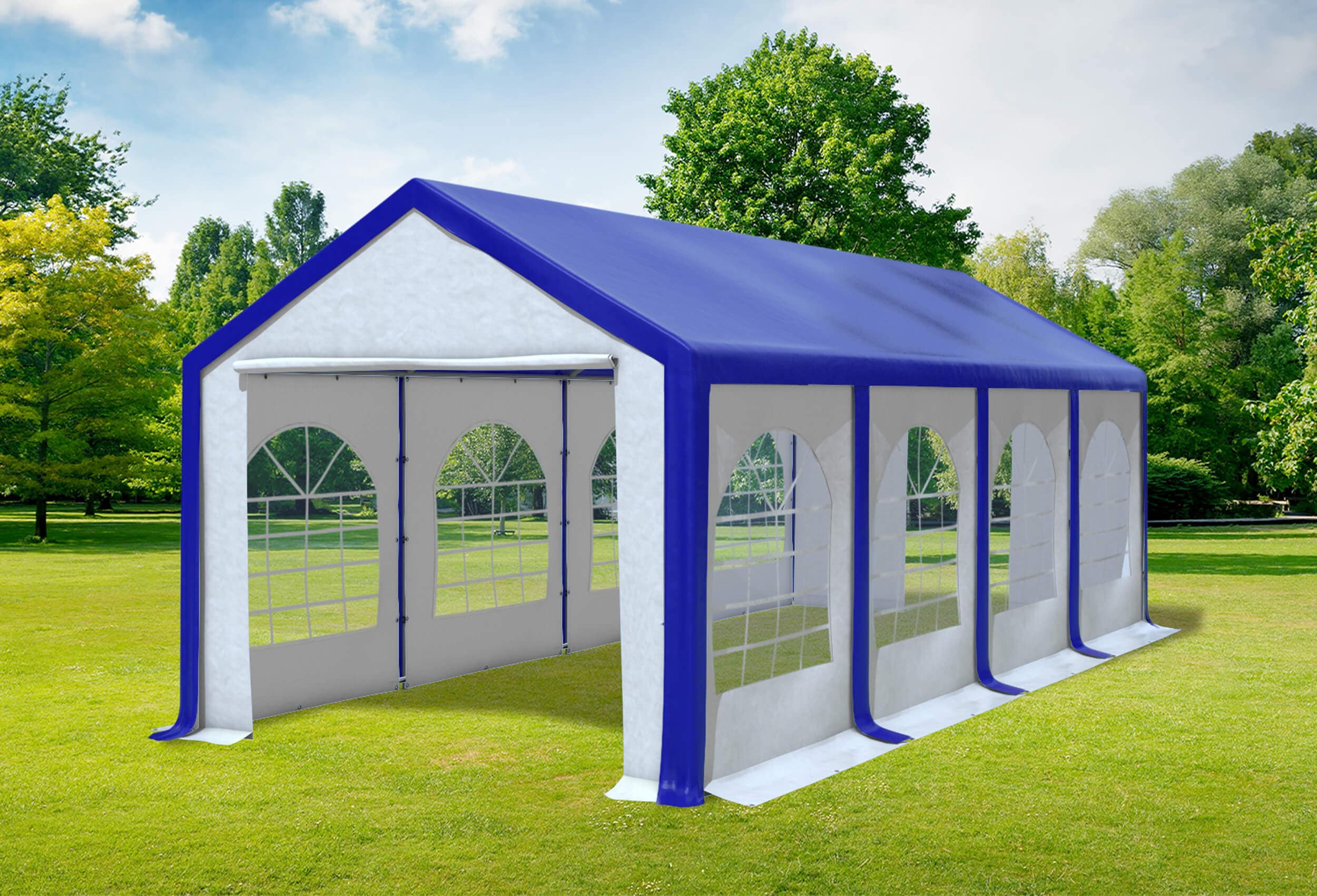 3x8 m Partyzelt, PVC blau weiß