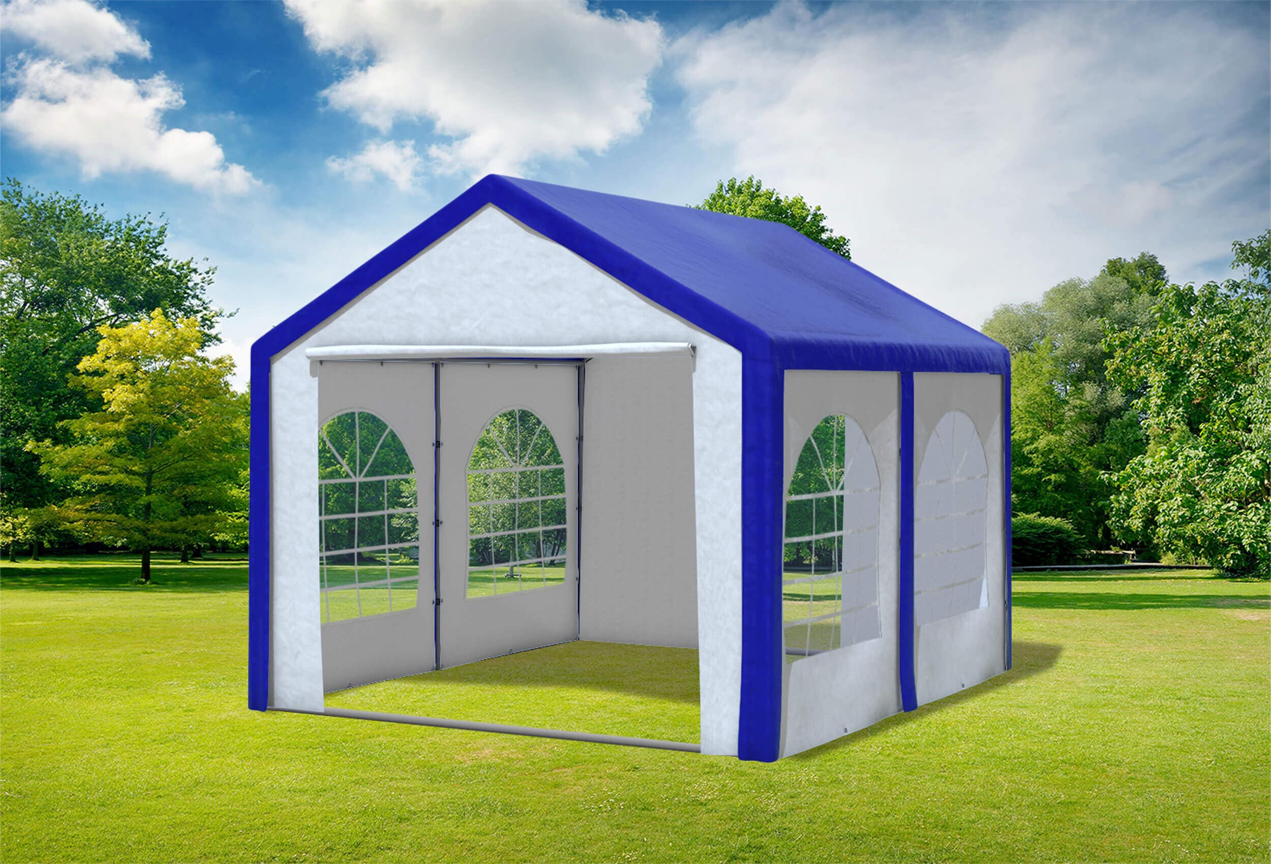 3x4 m Partyzelt, PE blau weiß