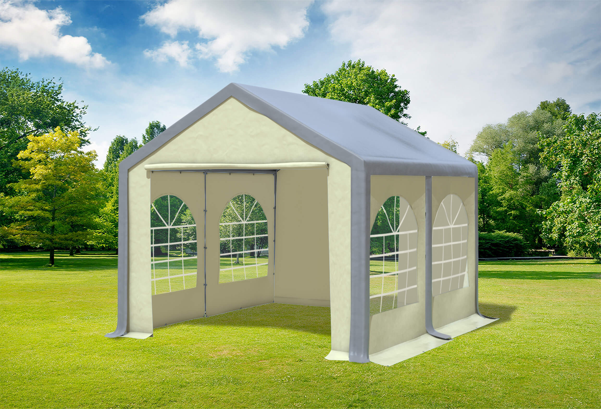3x4 m Partyzelt, PVC grau Beige