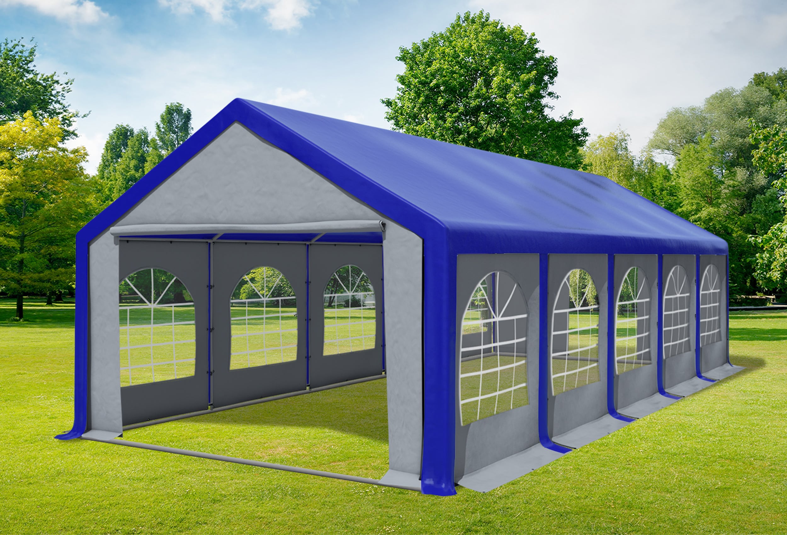 4x10 m Partyzelt, PVC blau grau