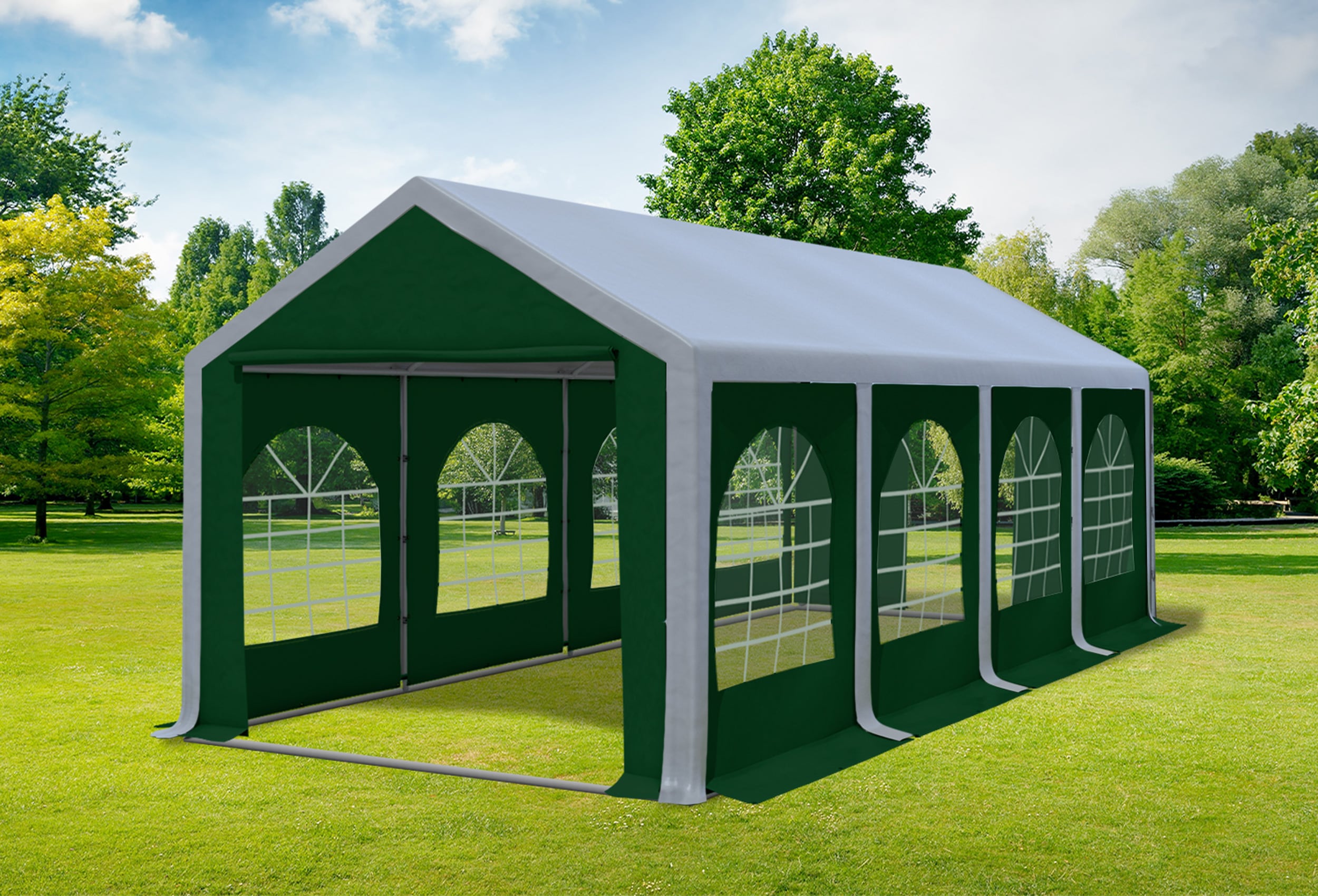 3x8 m Partyzelt, PVC grau grün